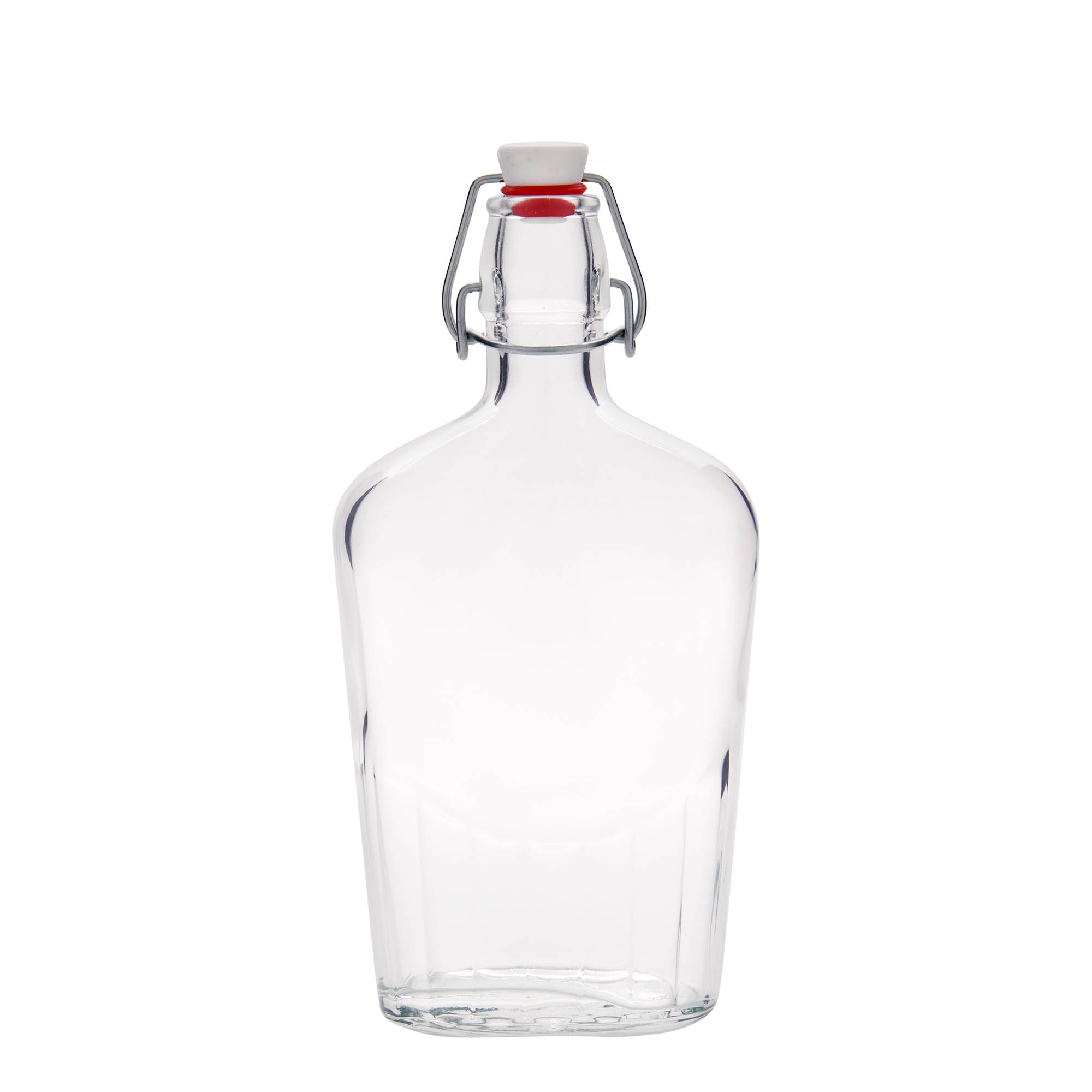 500 ml стаклена шише 'Fiaschetta', овална, отвор: затворач со шарка