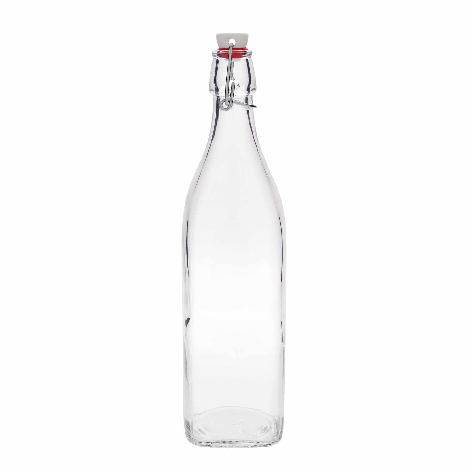 1.000 ml стаклена шише 'Свинг, квадратна, отворање: затворач со лак