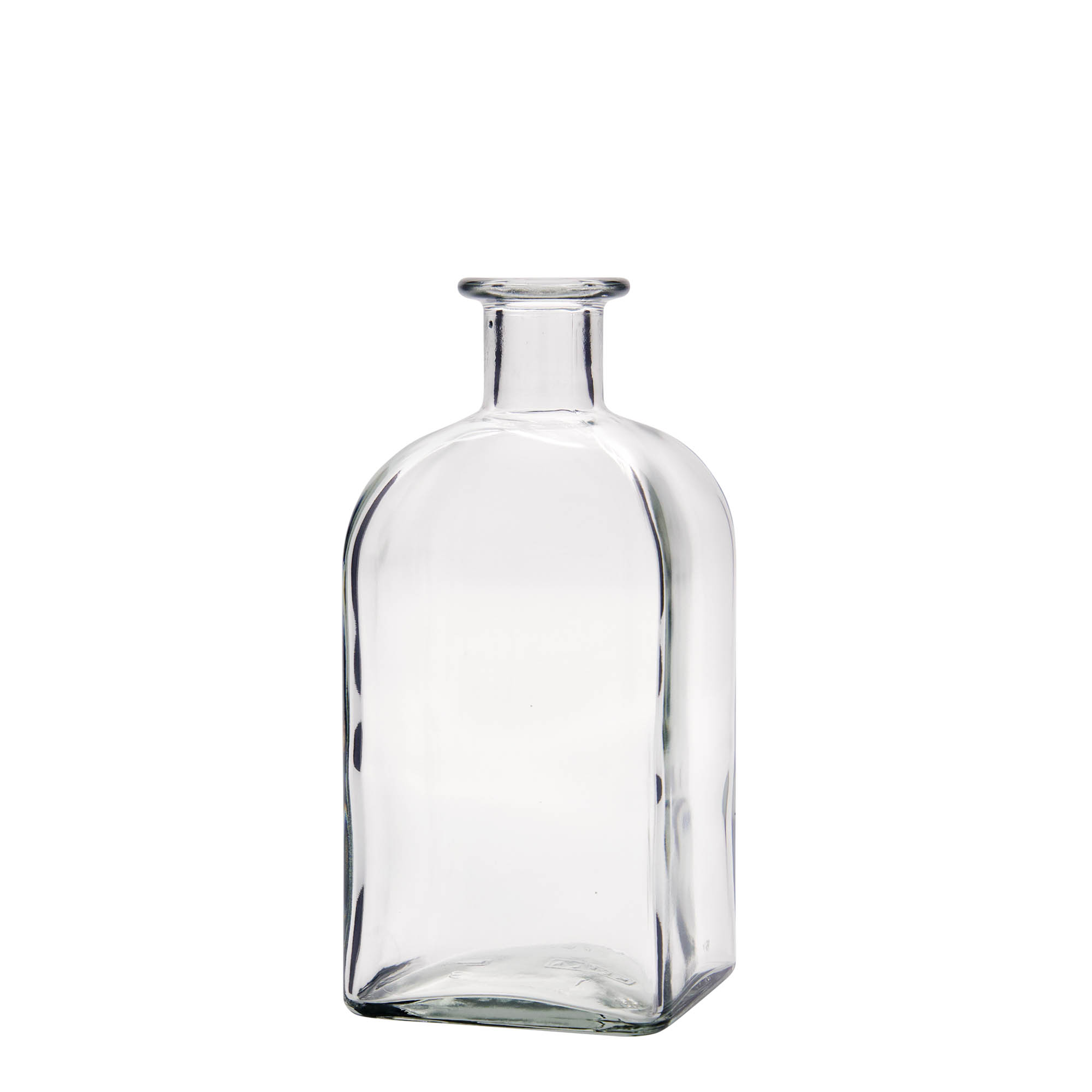 500 ml стаклена шишe за аптека Carré, квадратна, отворање: корк
