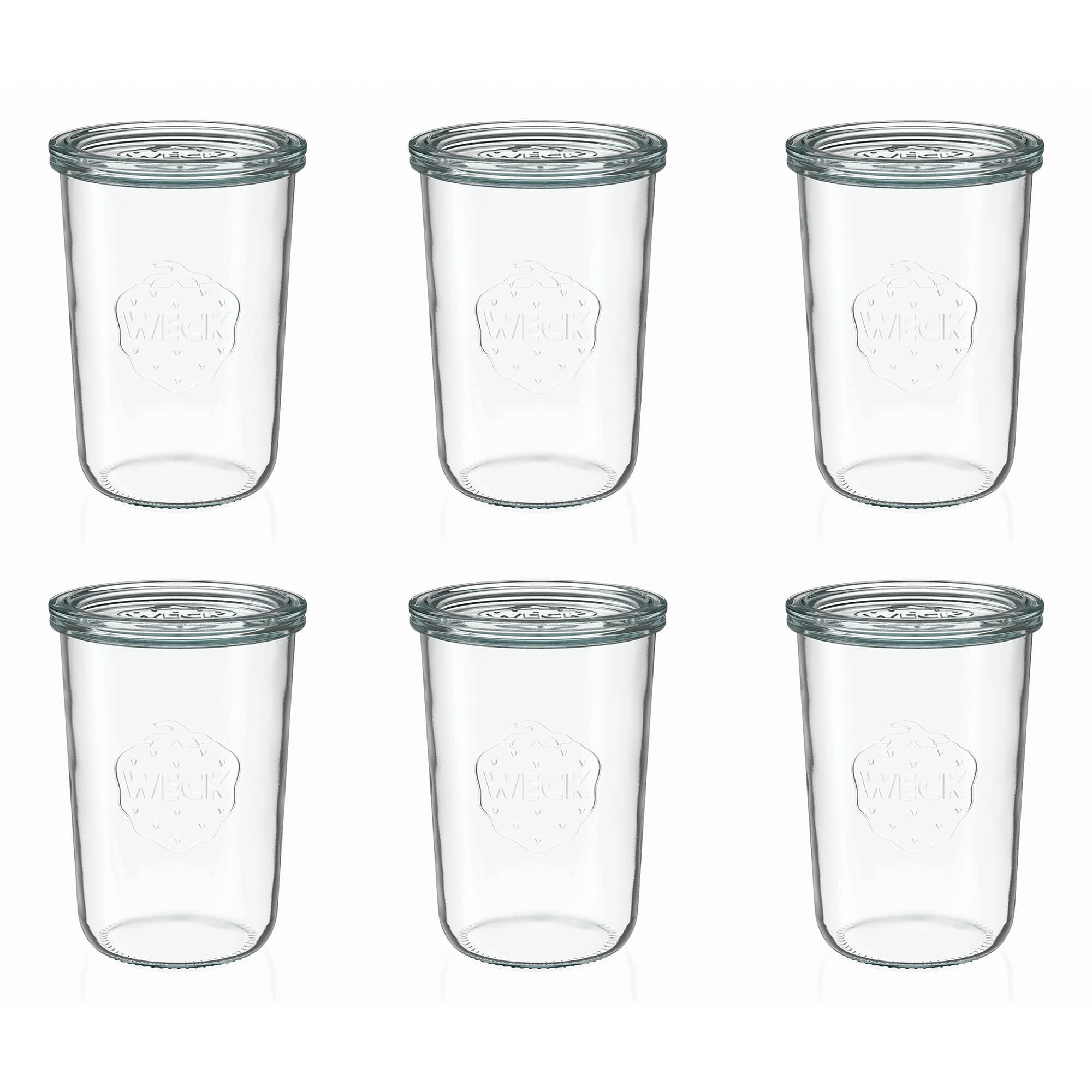 6x 850 ml WECK-стаклен сад со широк отвор со стаклен капак RR 100