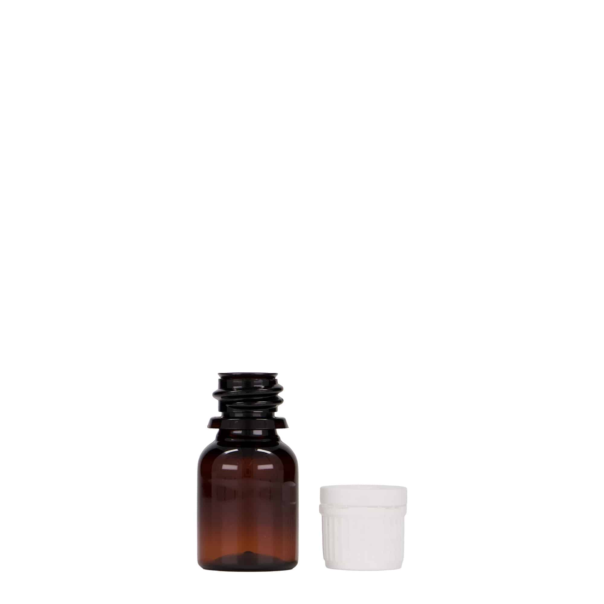 10 ml PET-медицинска шишенка „Easy Living“, кафеава, пластична, отвор: DIN 18