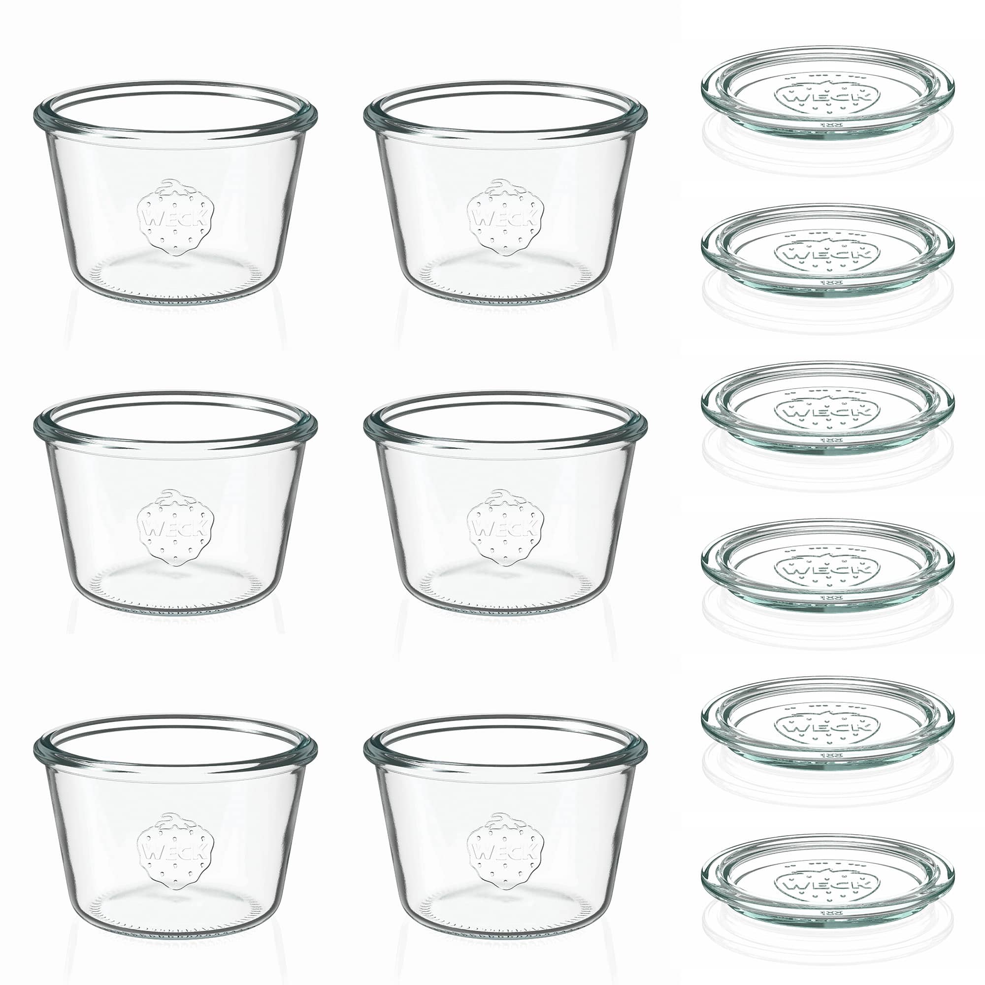 6x 370 ml WECK-стаклен сад со широк отвор со стаклен капак RR 100