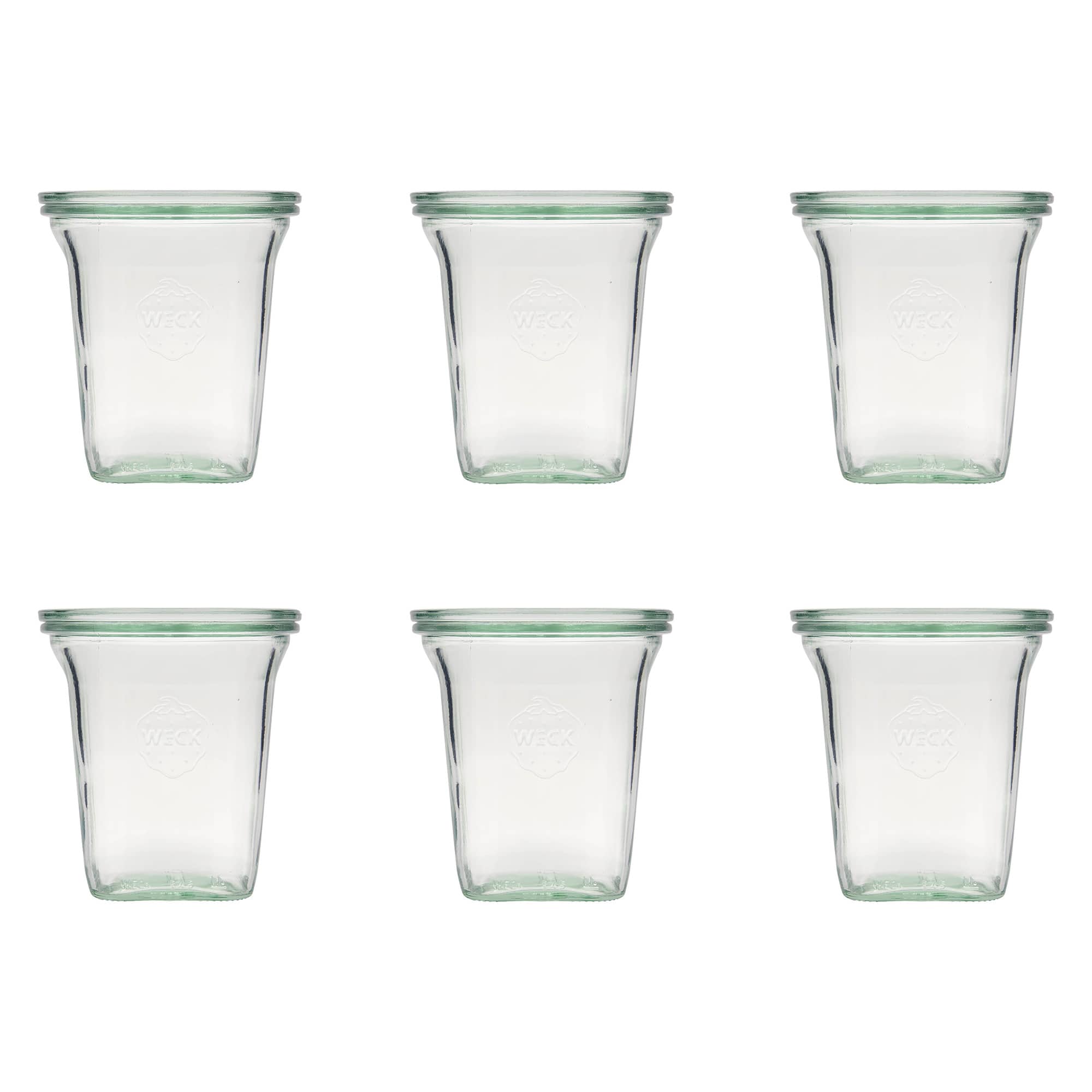 6x 545 ml WECK Quadro стаклена тегла со стаклен капак RR 100