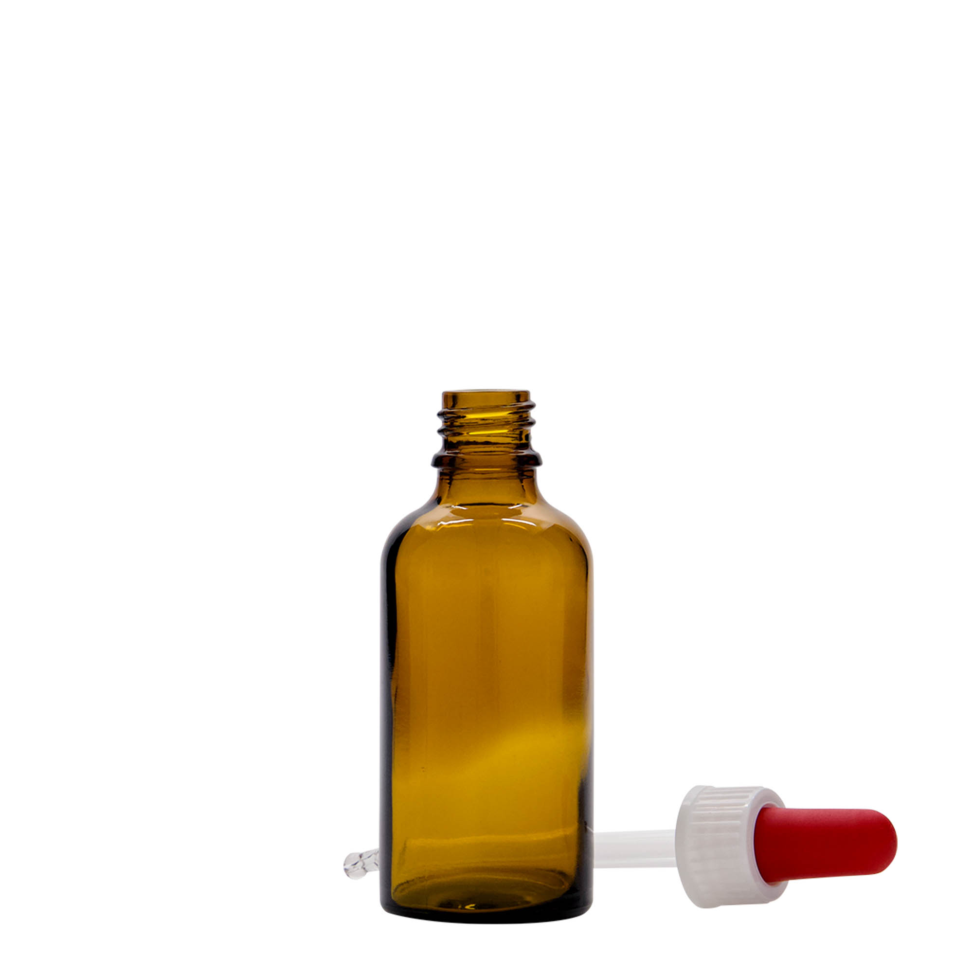 50 ml боца со пипета за медицина, стаклена, кафеаво-црвена, отворање: DIN 18