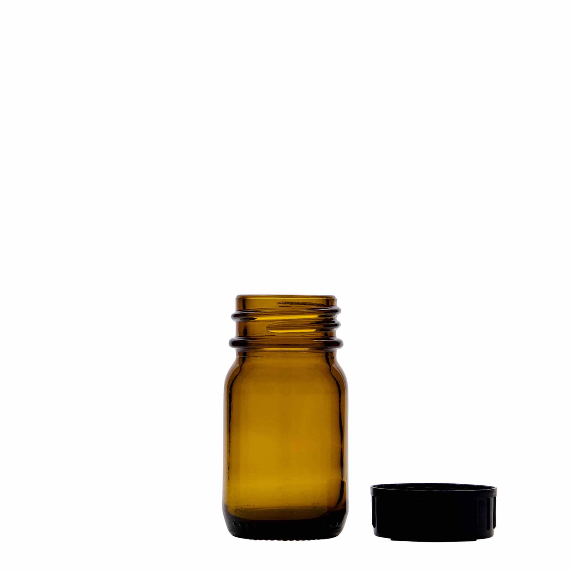 30 ml шише со широк врат, кафеава боја, отвор: DIN 32