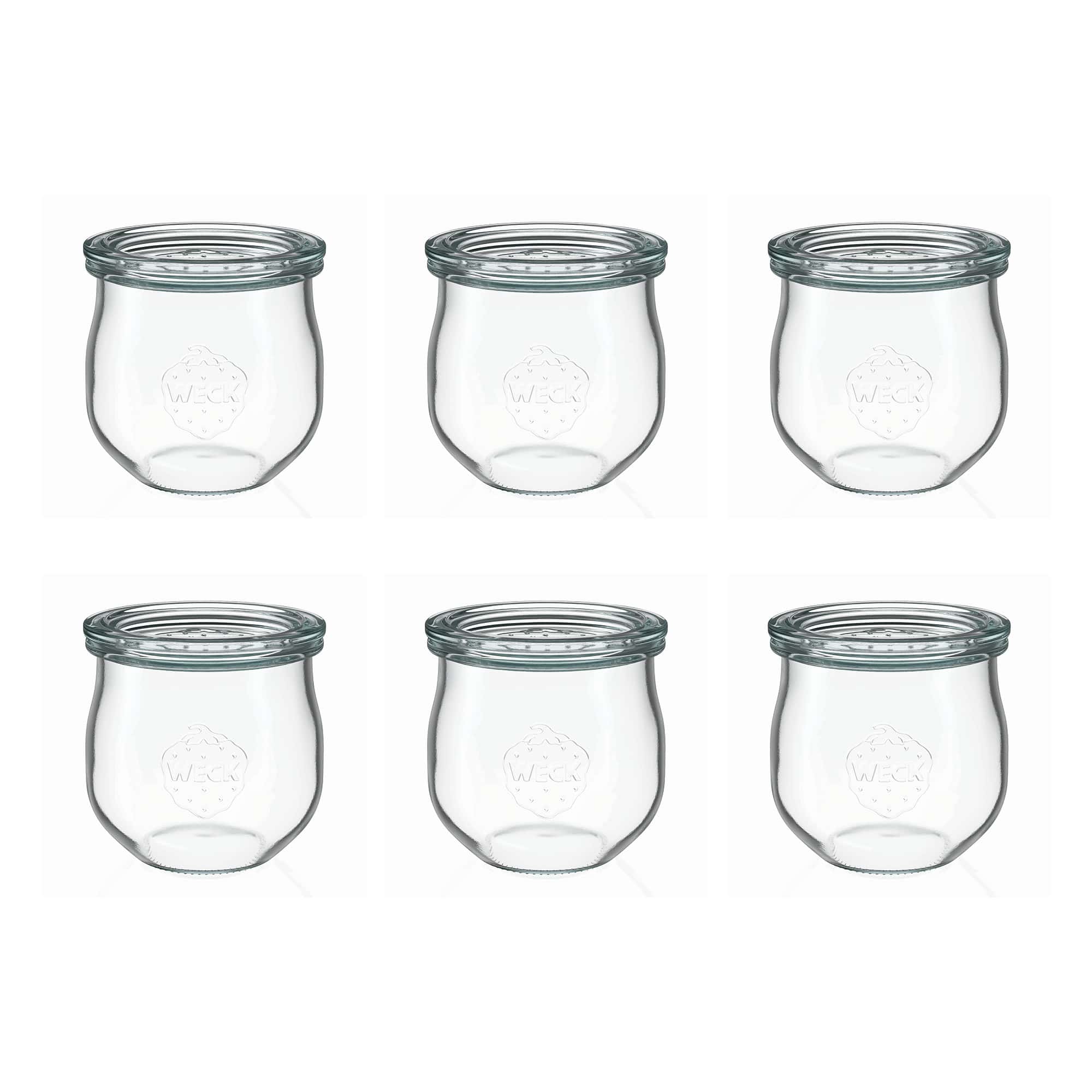 6x 370 ml WECK-чаша со форма на лале со стаклен капак RR 80