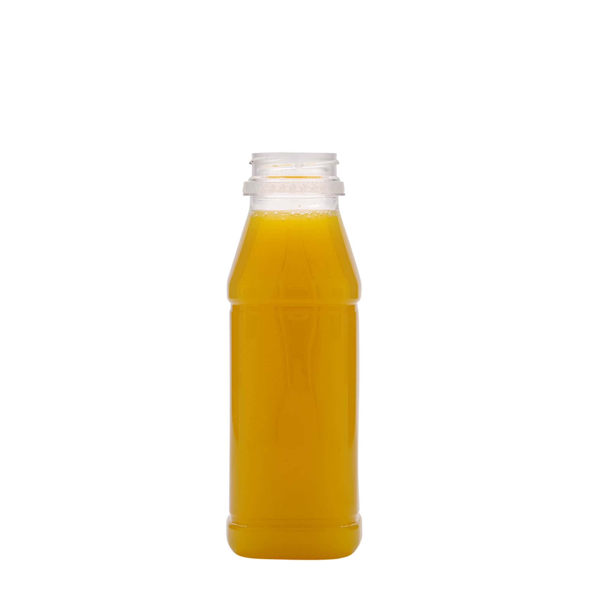 330 ml PET-шајка „Milk and Juice Carré“, квадратна, пластична, отвор: 38 мм