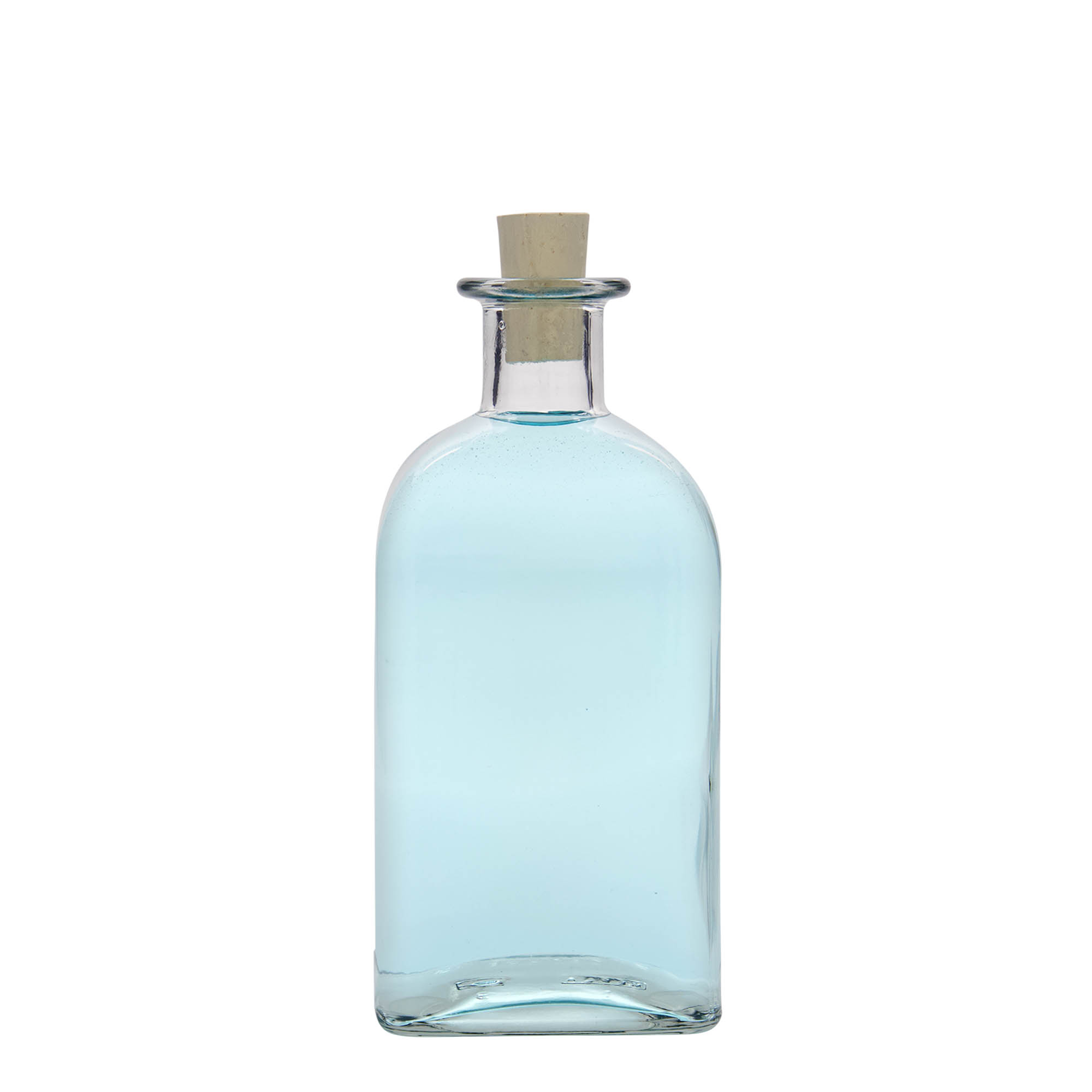 500 ml стаклена шишe за аптека Carré, квадратна, отворање: корк