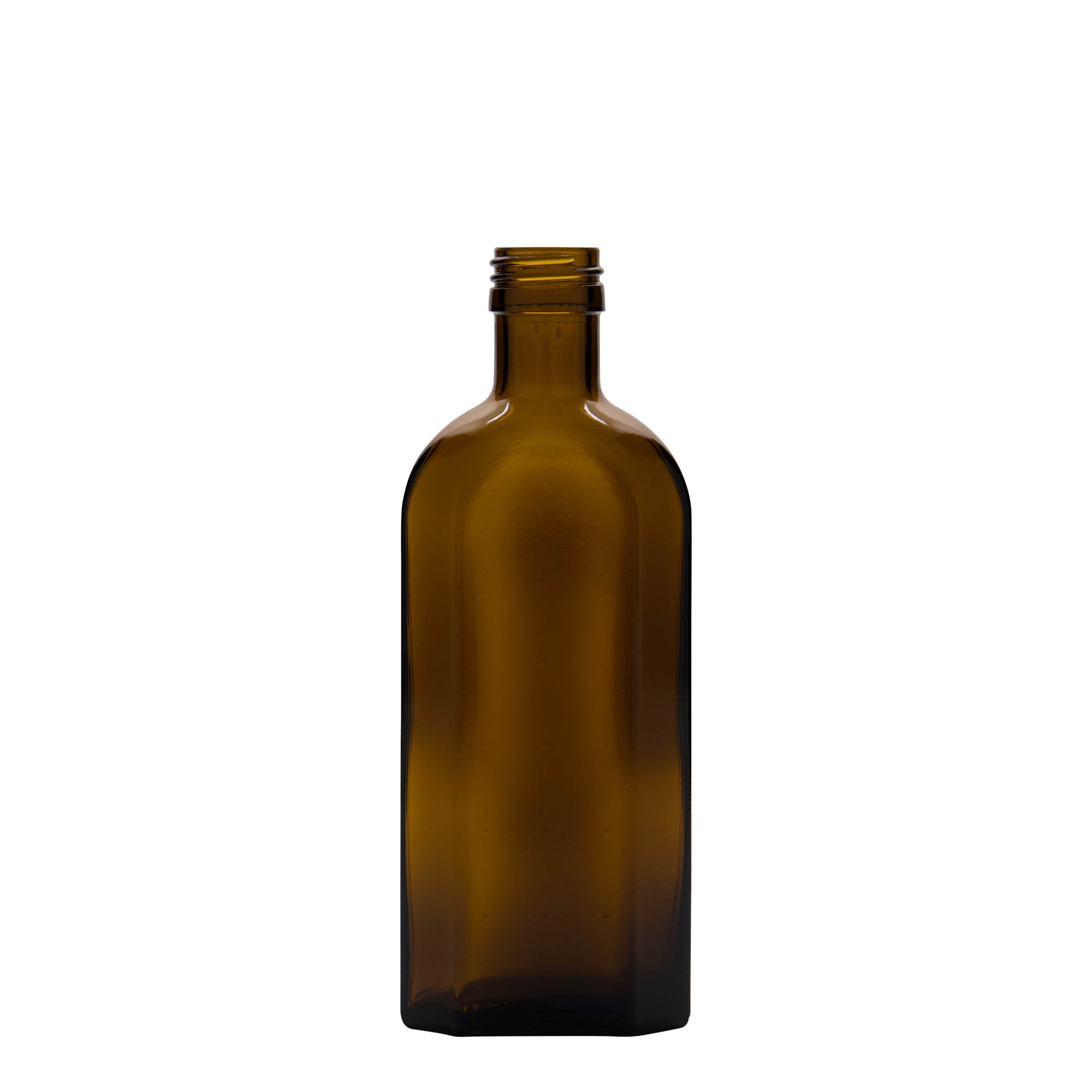 250 ml медицинска шишенце Меплат, овална, стакло, кафеава, отвор: PP 28