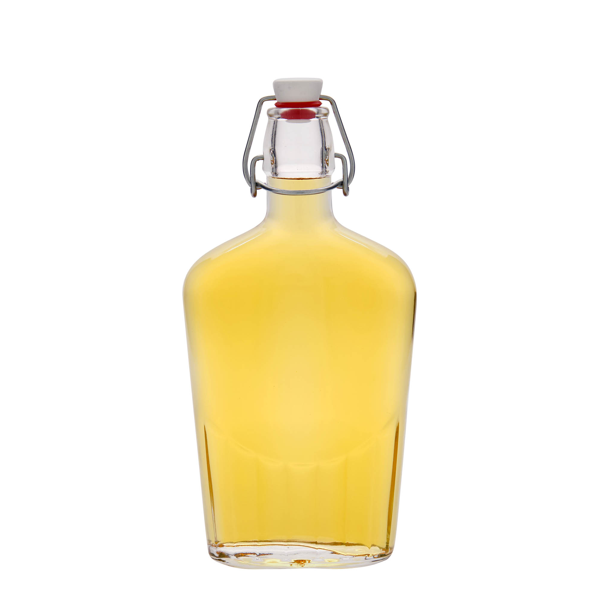 500 ml стаклена шише 'Fiaschetta', овална, отвор: затворач со шарка