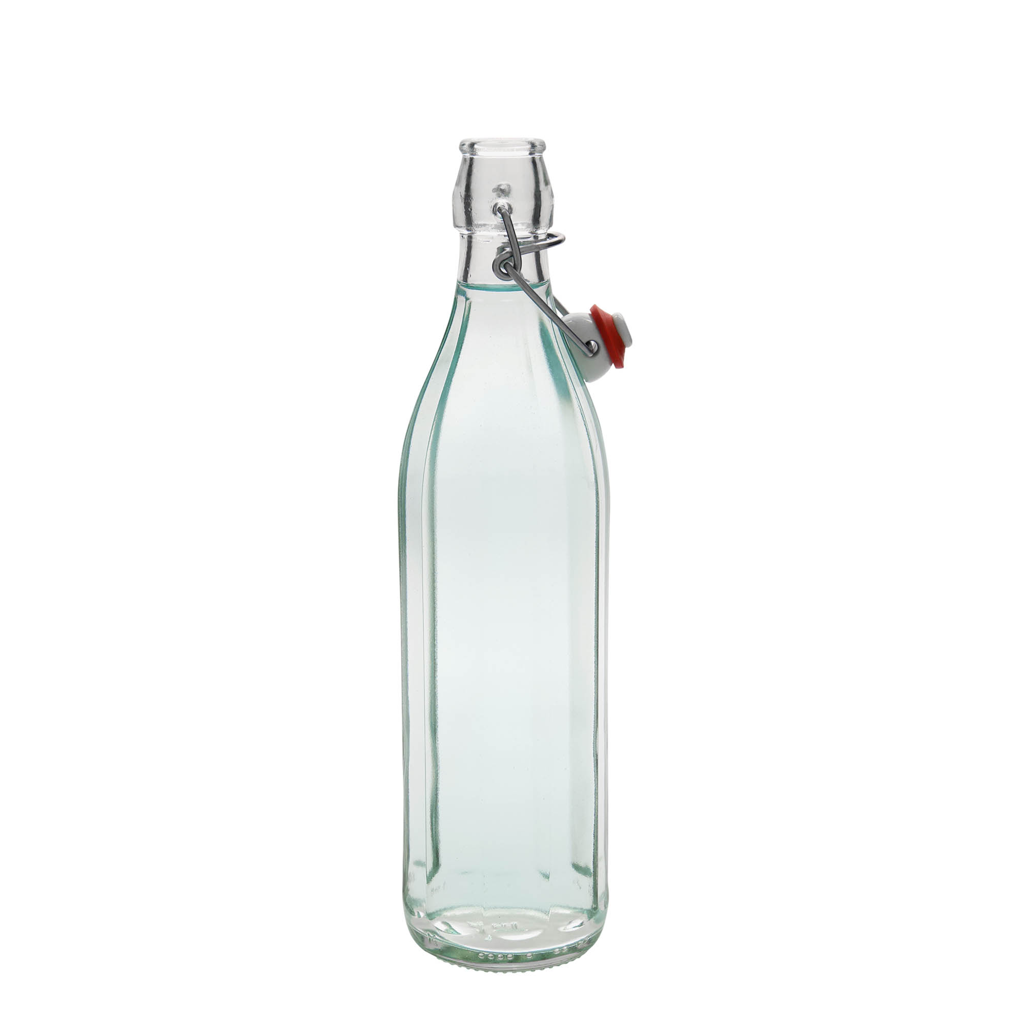 750 ml стаклена шише „Браво“, десетострано, отворање: со капак со шарка