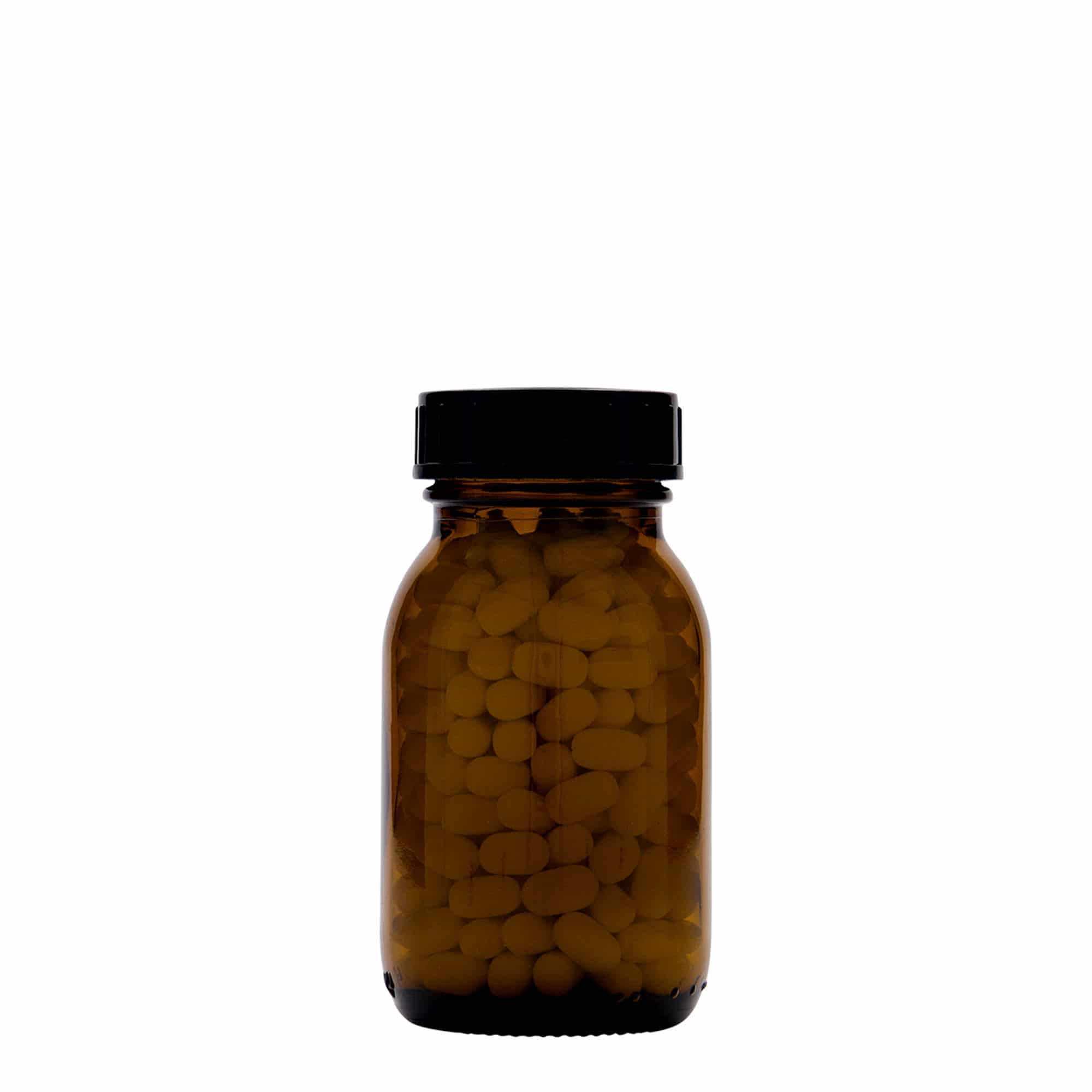 125 ml шише со широк врат, кафеава, отворање: DIN 40