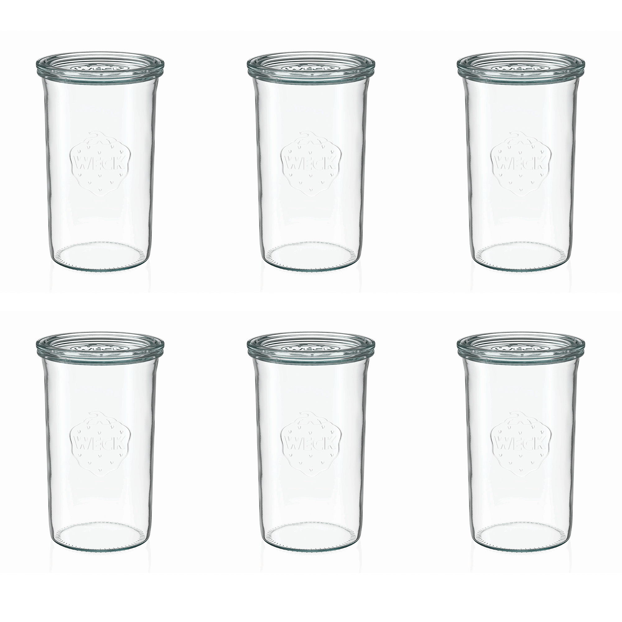 6x 1000 ml WECK-стаклен сад со широк отвор со стаклен капак RR 100