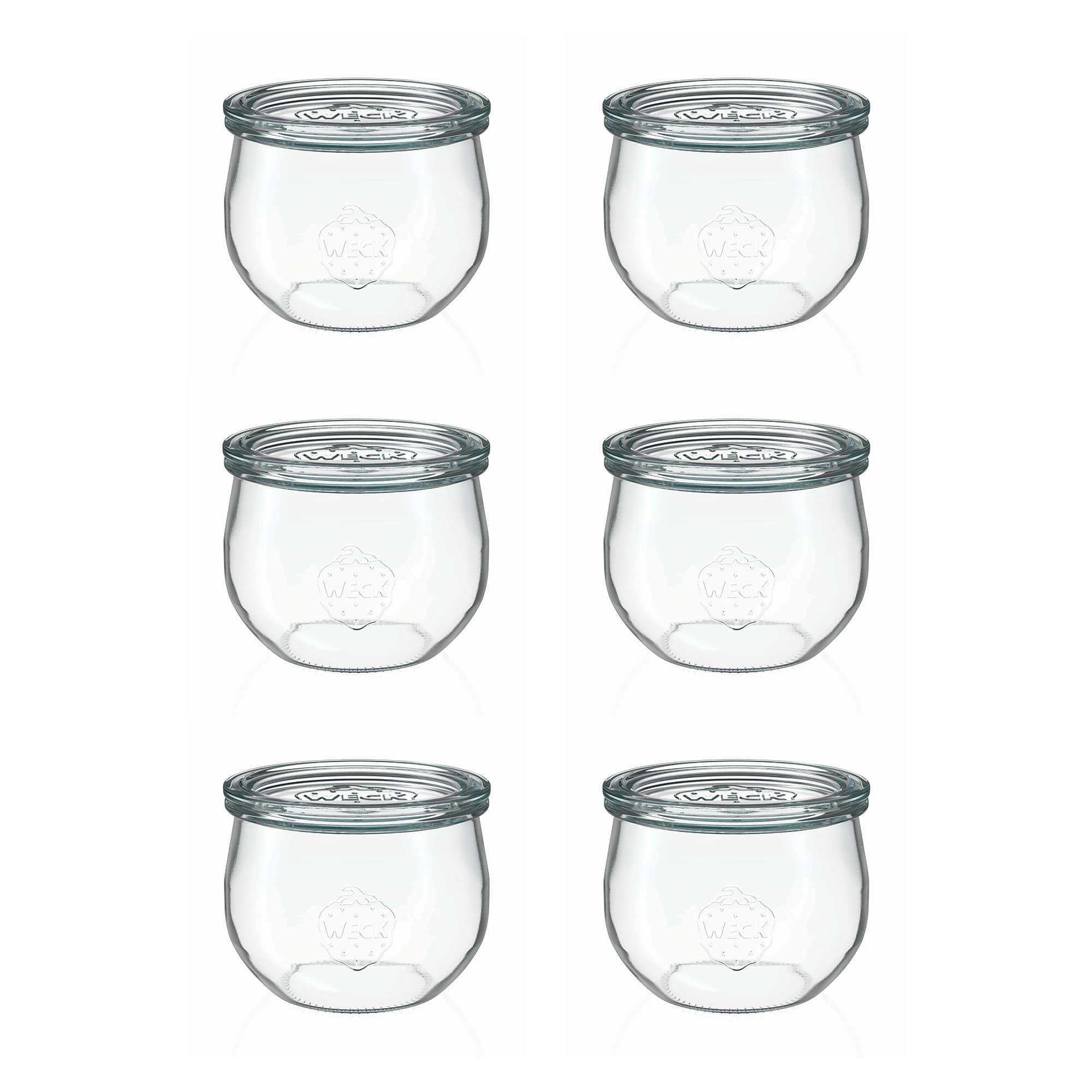 6x 580 ml WECK-чаша со форма на лале со стаклен капак RR 100