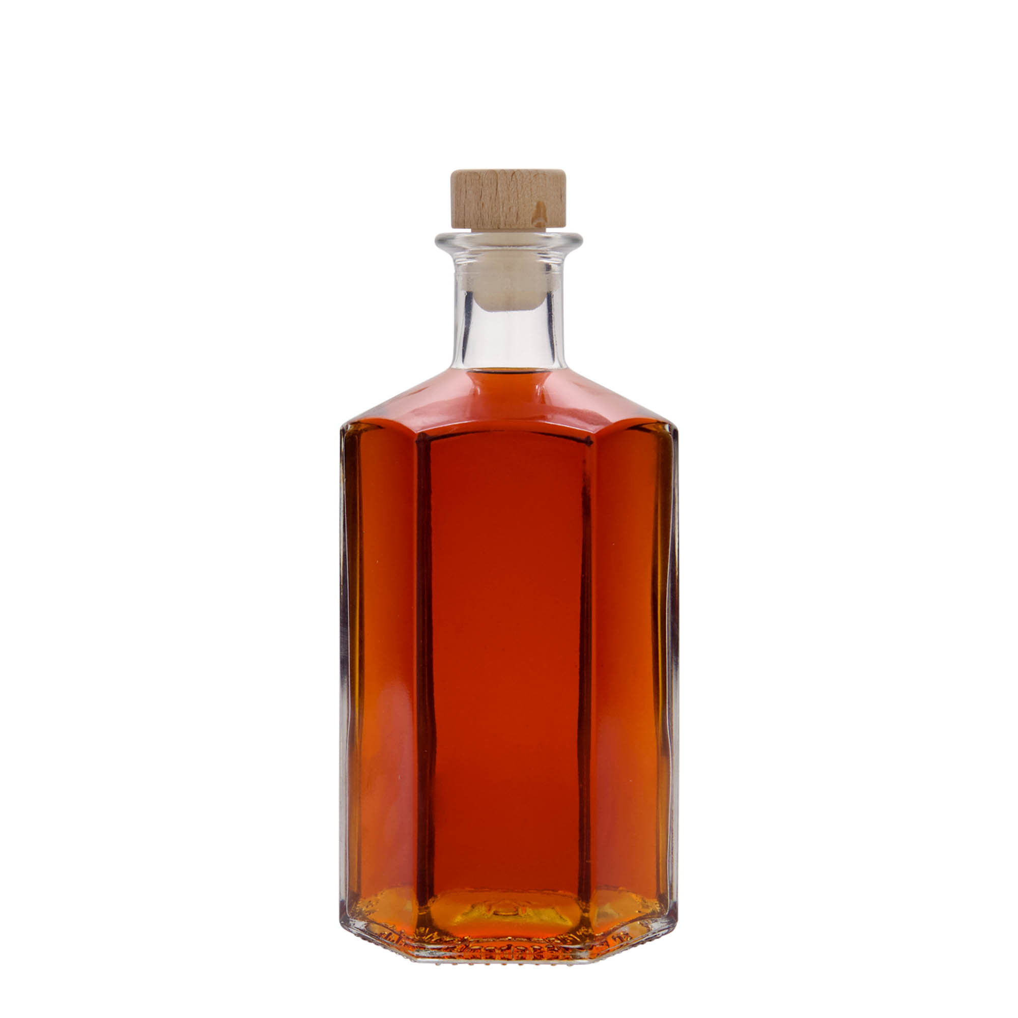 500 ml стаклена шише аптекар 'Џими', шеесетостран, отворање: корк