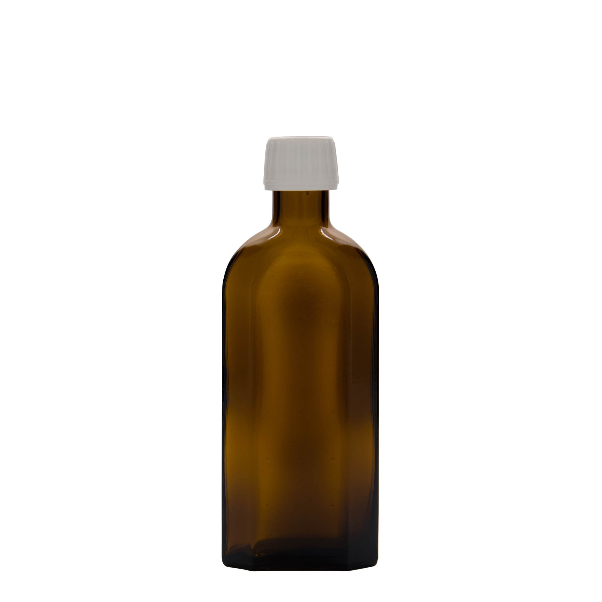 250 ml медицинска шишенце Меплат, овална, стакло, кафеава, отвор: PP 28