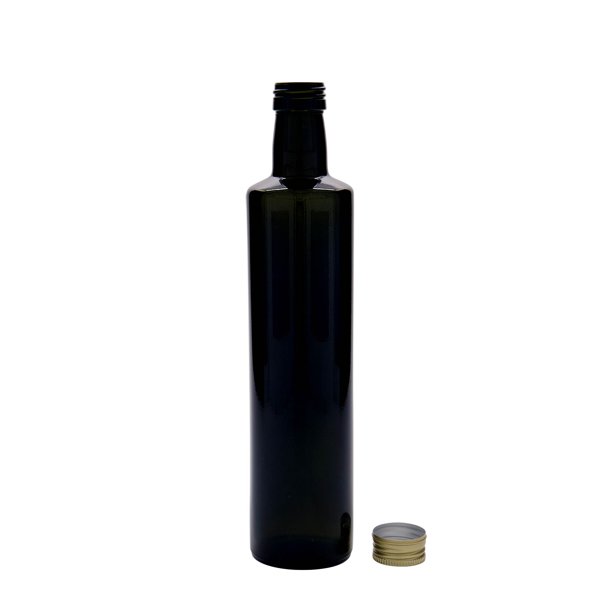 500 ml стаклена шише „Дорика“, античнозелена, отвор: PP 31,5