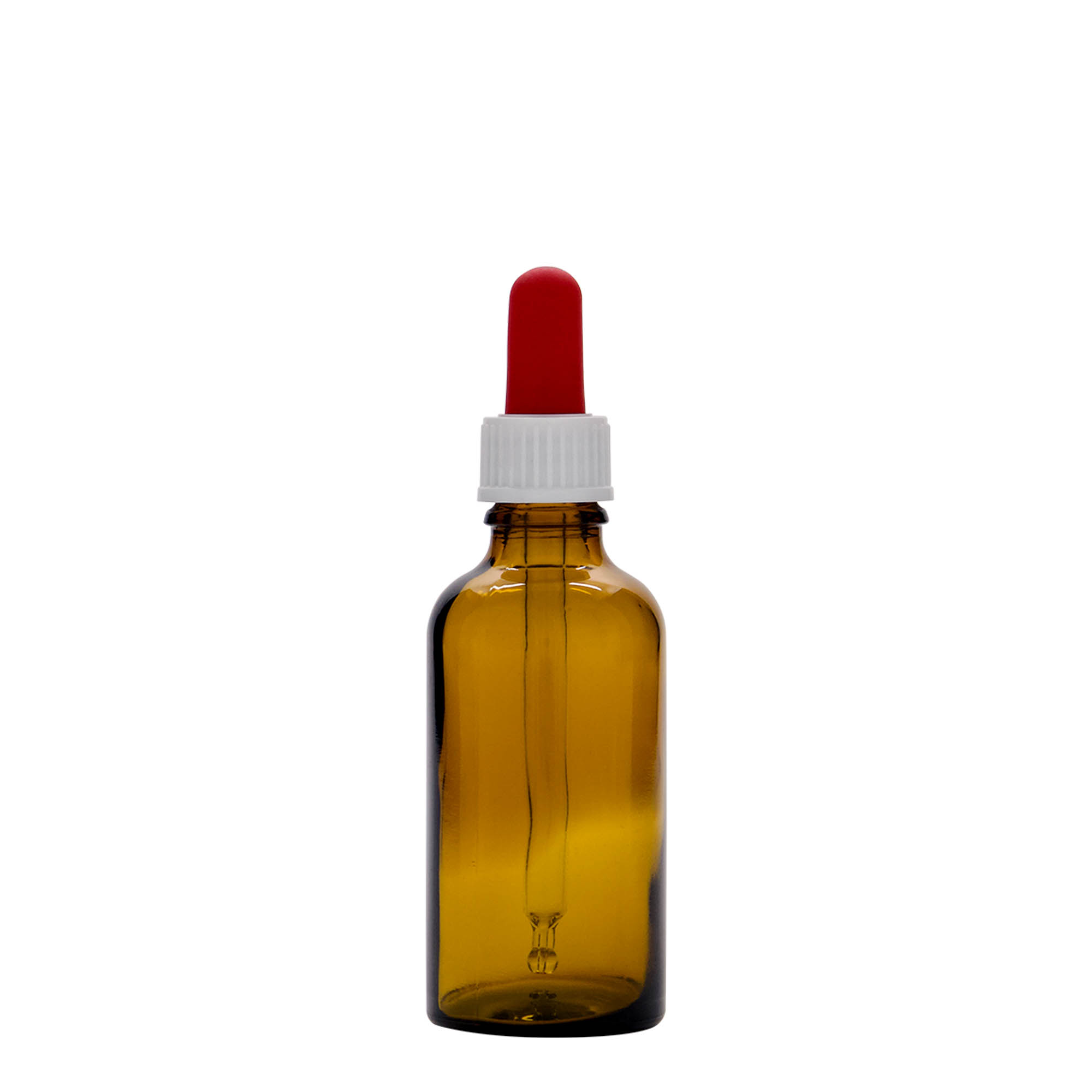 50 ml боца со пипета за медицина, стаклена, кафеаво-црвена, отворање: DIN 18