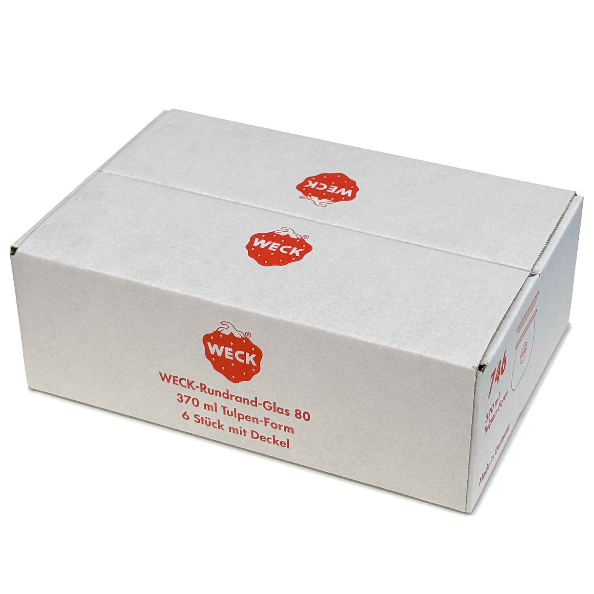 6x 370 ml WECK-чаша со форма на лале со стаклен капак RR 80