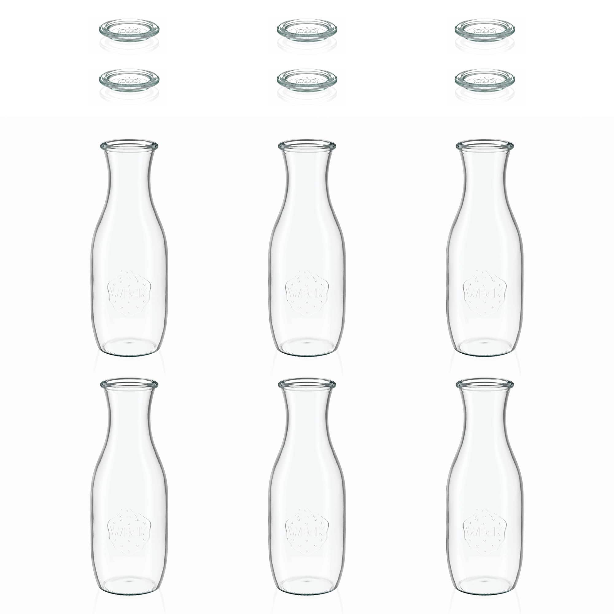 6x 1000 ml WECK-шише за сок со стаклен капак RR 60