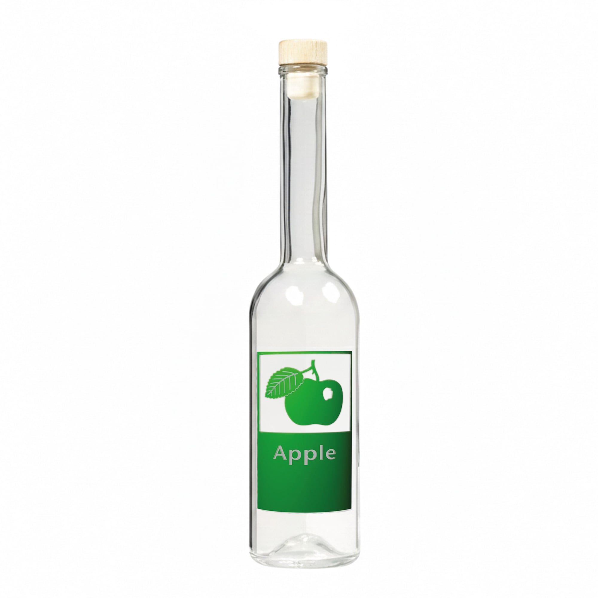 500 ml стаклена шише 'Opera', мотив: јаболко, отворање: корк
