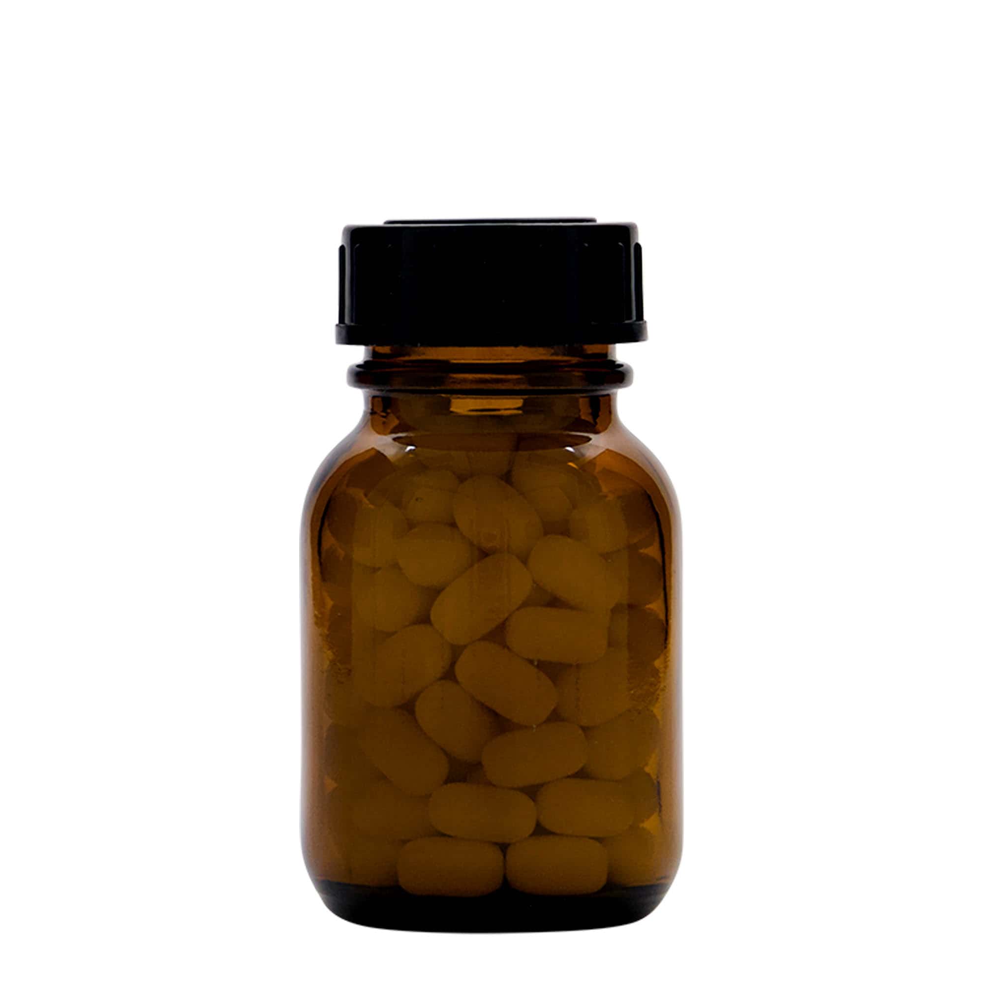 50 ml шише со широк врат, кафеава боја, отвор: DIN 32