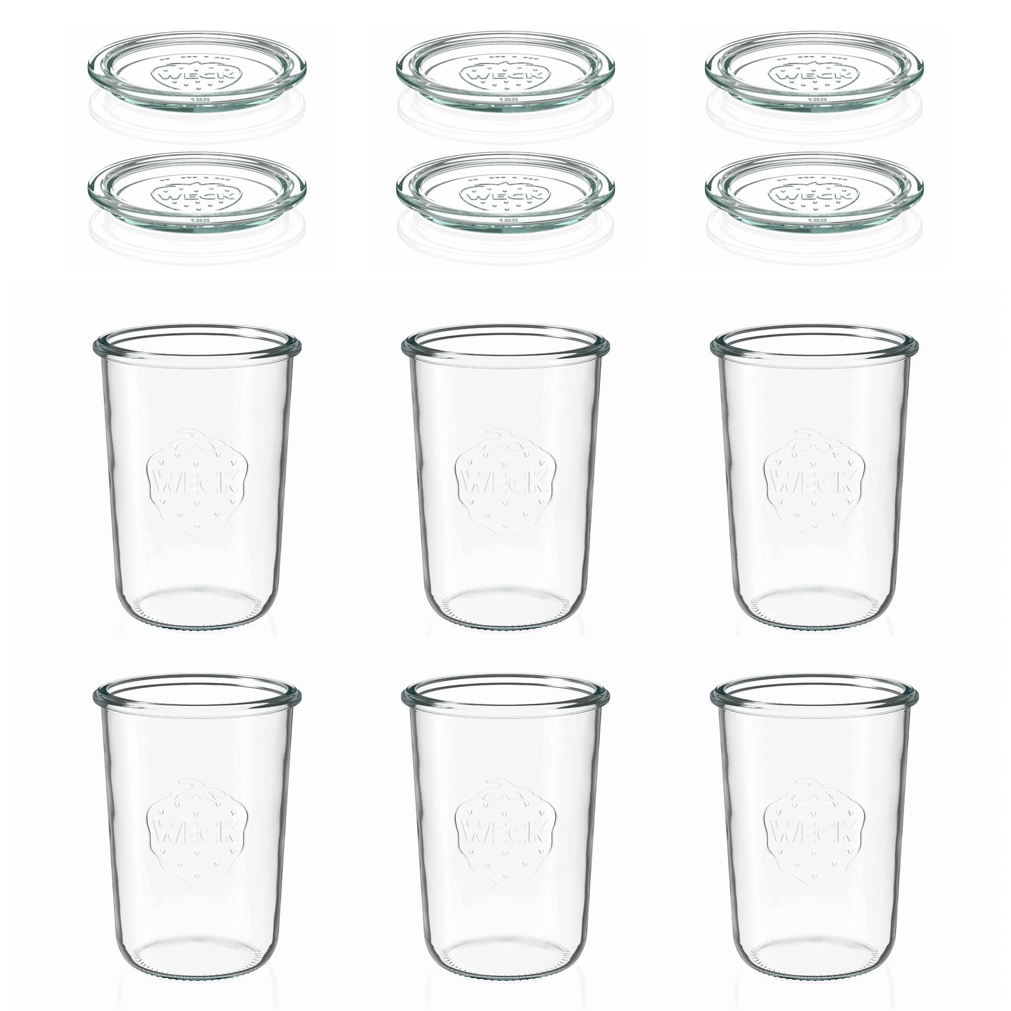 6x 850 ml WECK-стаклен сад со широк отвор со стаклен капак RR 100