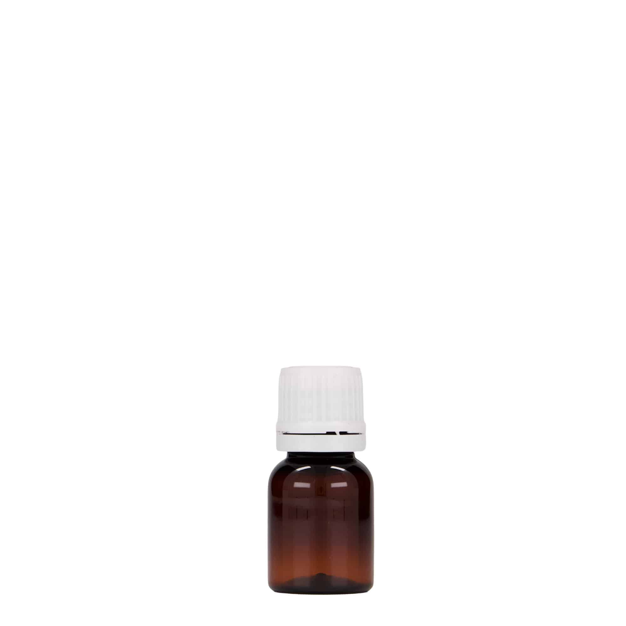 10 ml PET-медицинска шишенка „Easy Living“, кафеава, пластична, отвор: DIN 18