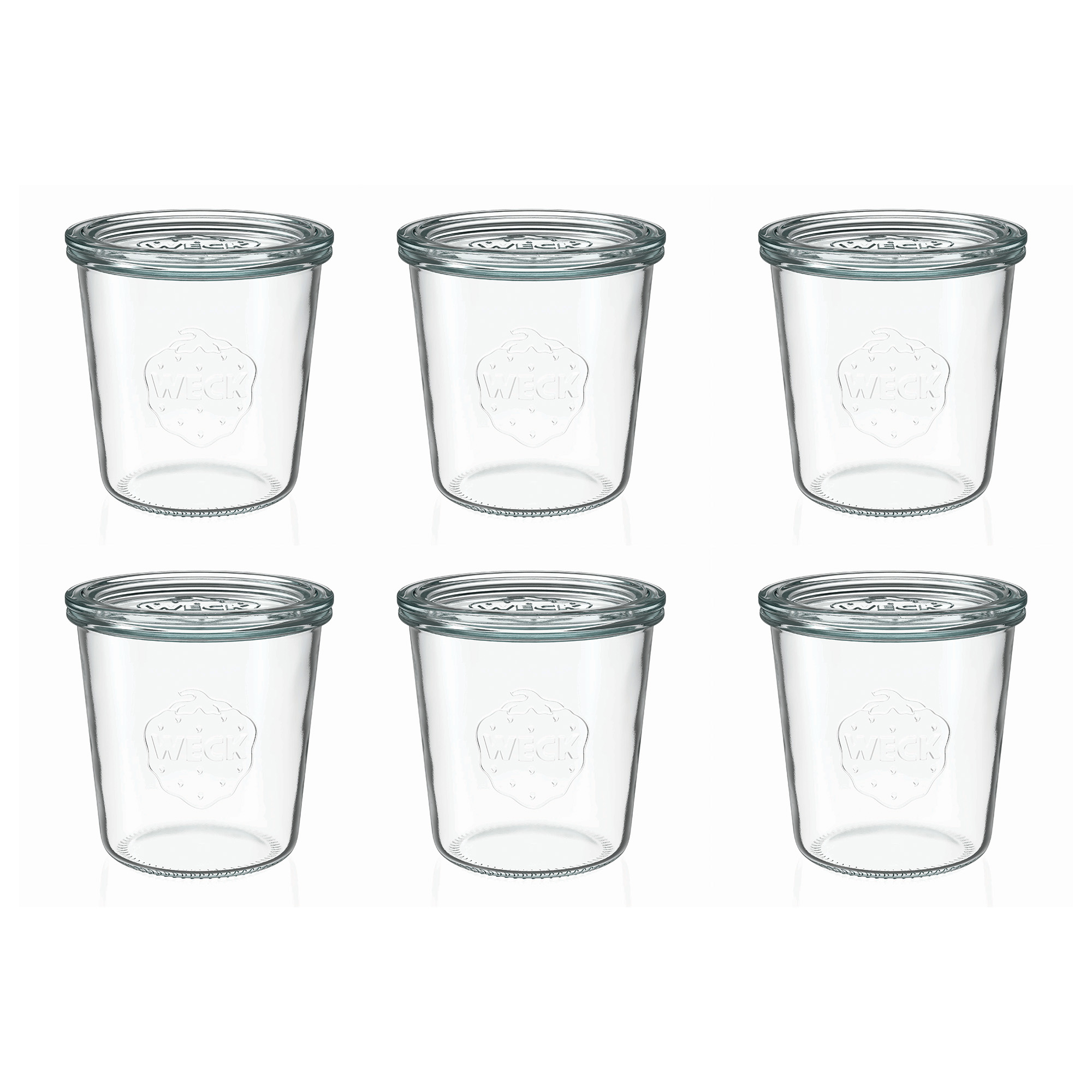 6x 580 ml WECK-стаклен сад со широк отвор со стаклен капак RR 100