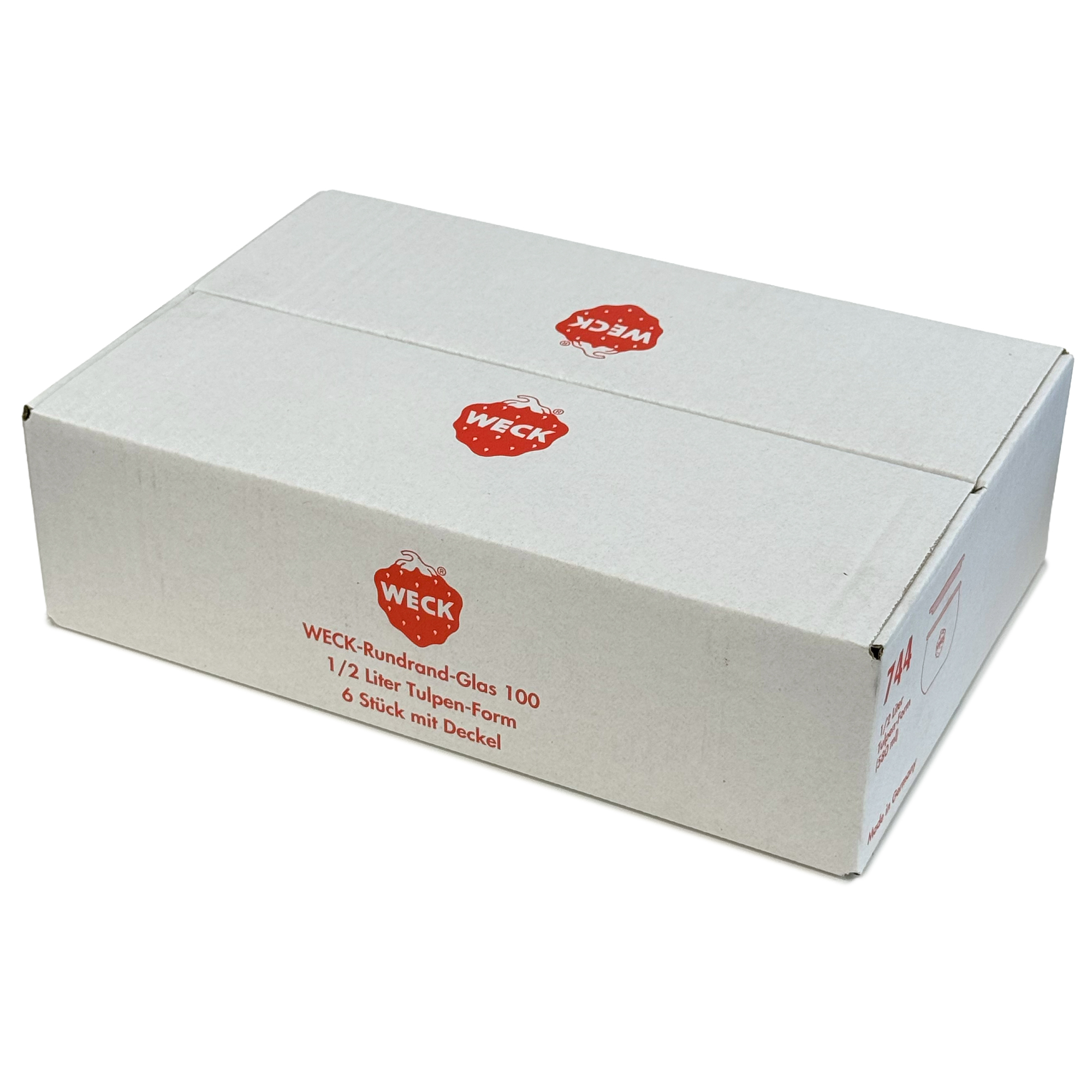 6x 580 ml WECK-чаша со форма на лале со стаклен капак RR 100
