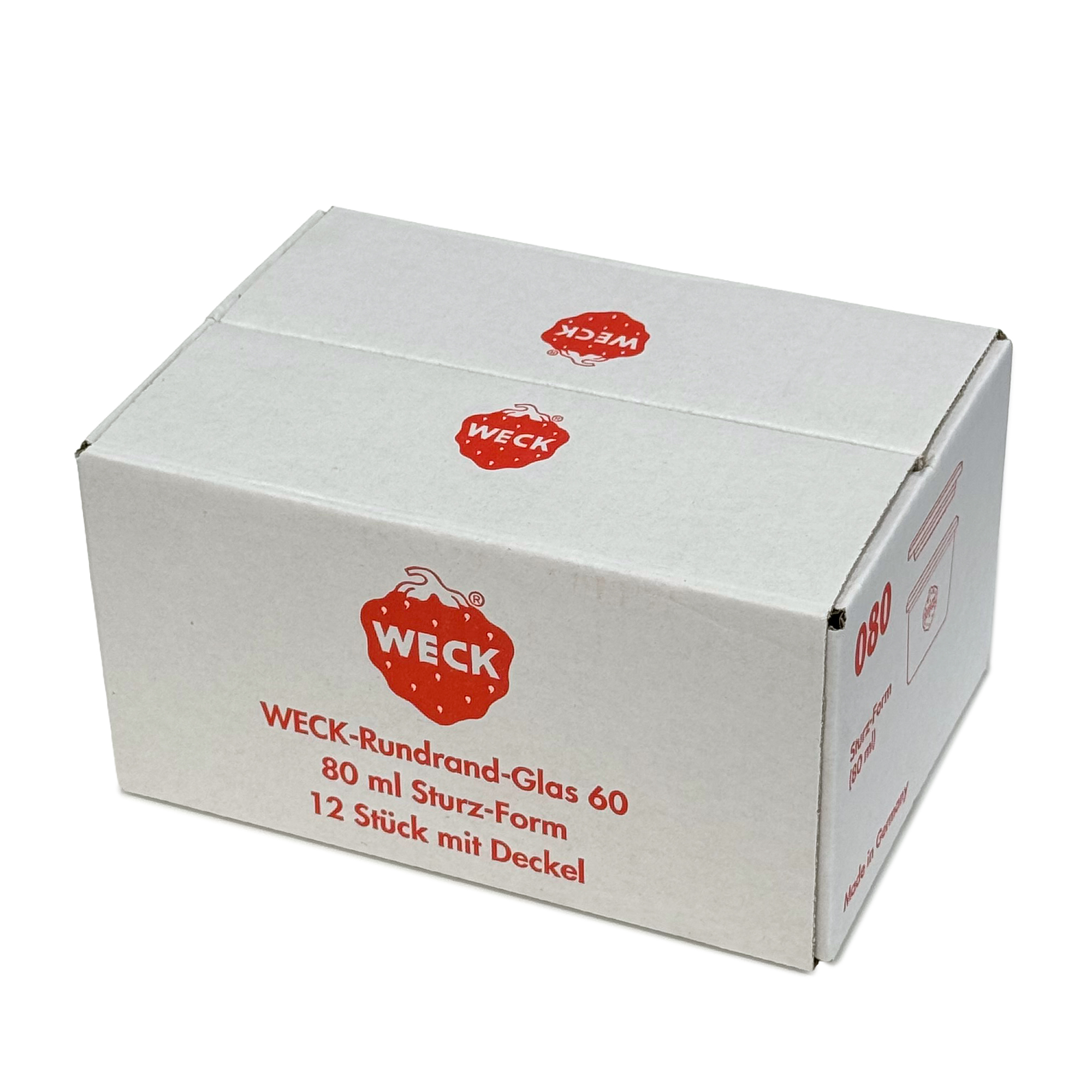 12x 80 ml WECK-стаклен сад со широк отвор со стаклен капак RR 60