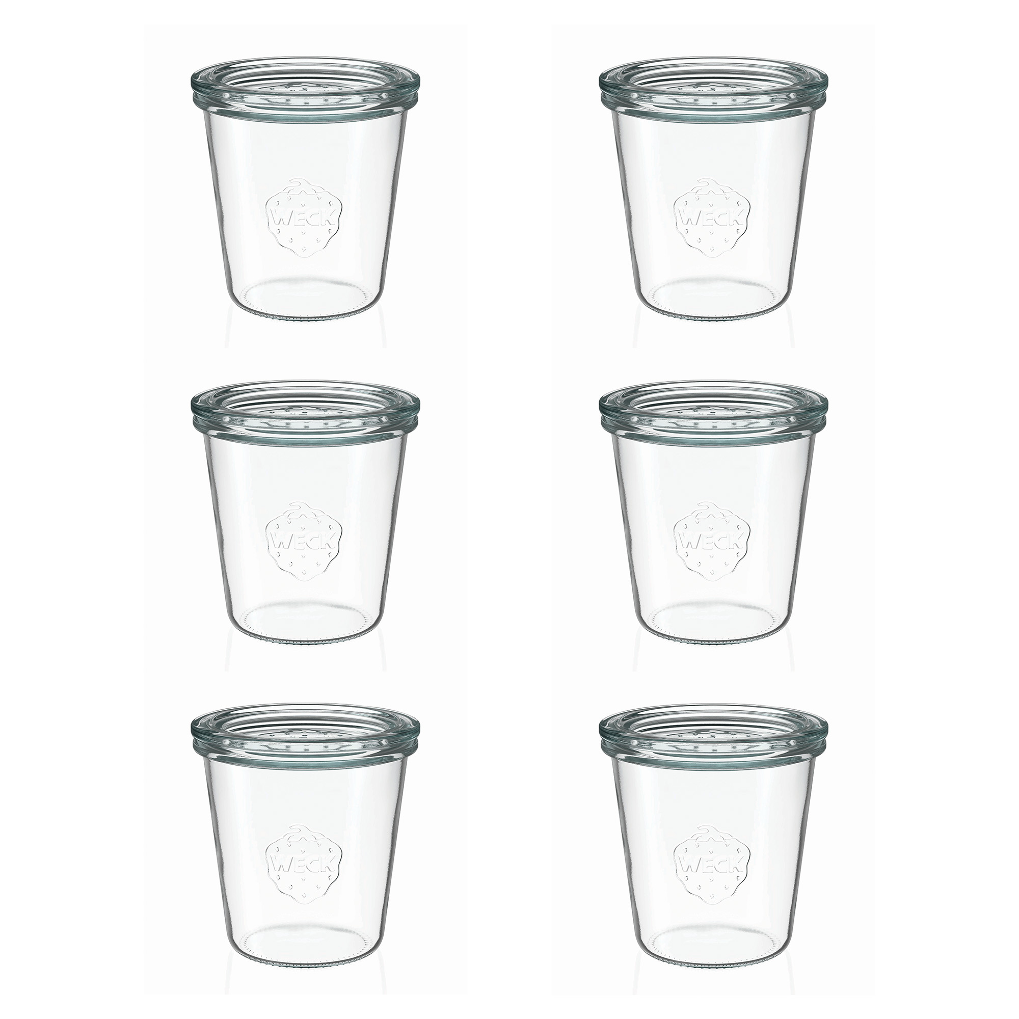 6x 290 ml висок WECK-стаклен сад со широк отвор со стаклен капак RR 80