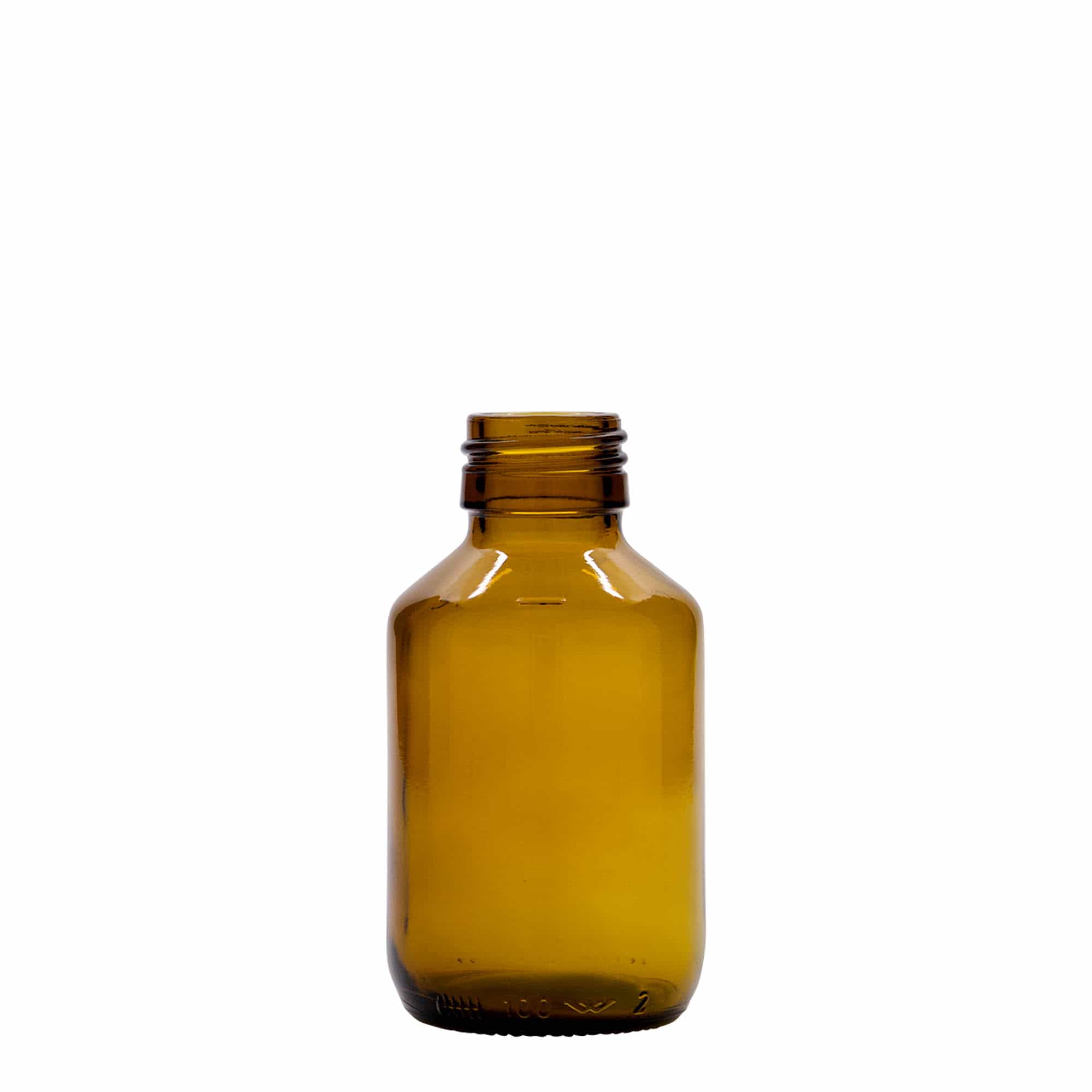 100 ml медицинска шишенце, кафеава, стакло, отвор: PP 28