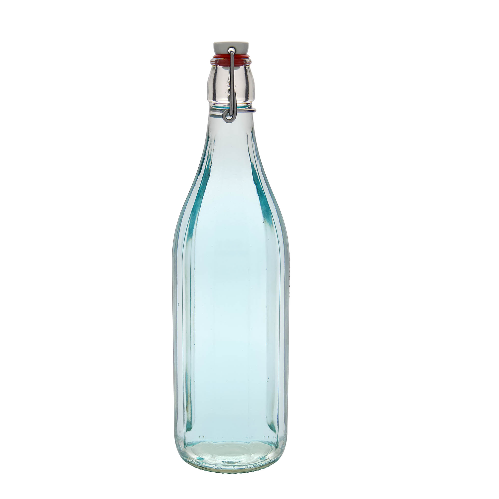 1.000 ml стаклена шише 'Bravo', десетострано, отворање: капак со копча