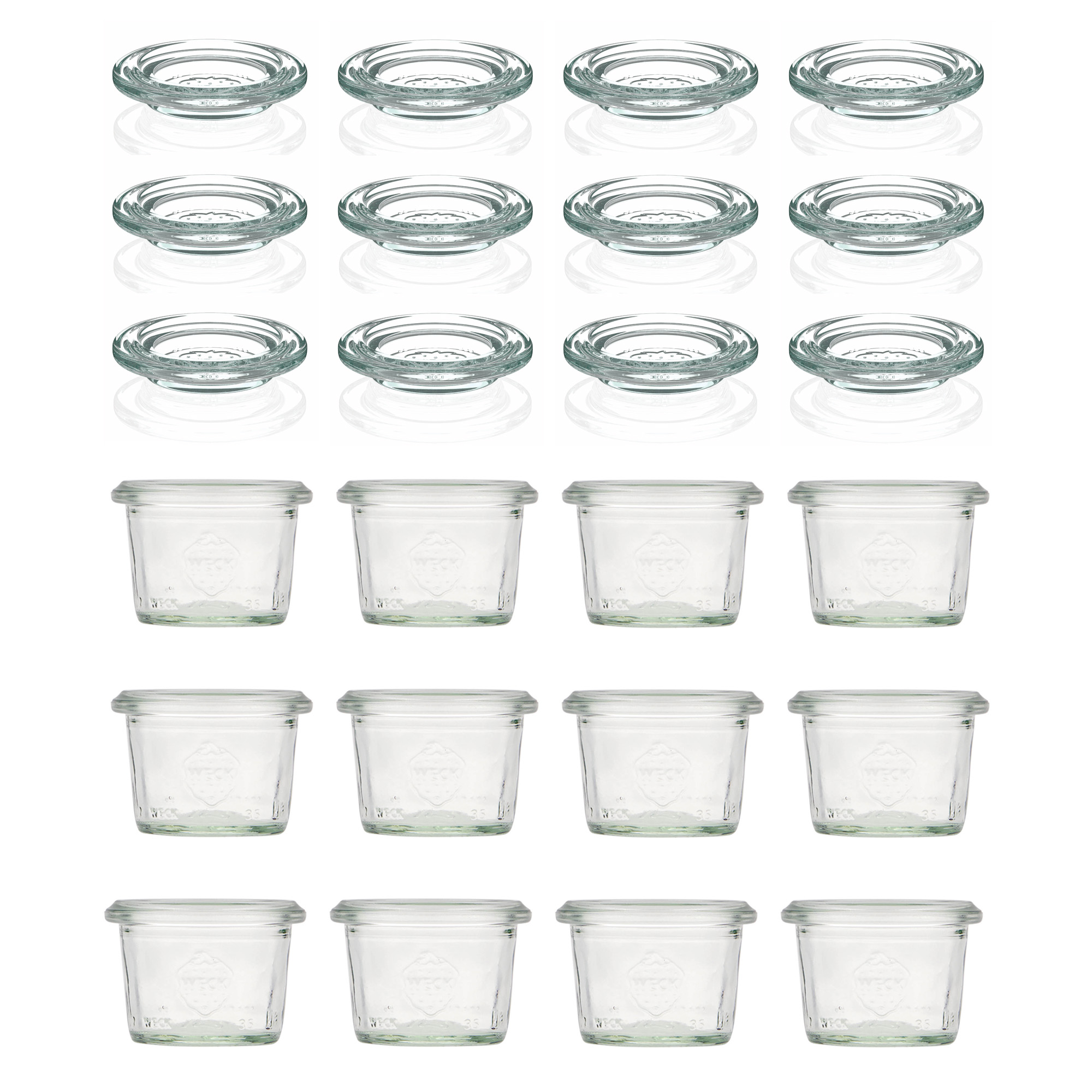12x 35 ml WECK-стаклен сад со широк отвор со стаклен капак RR 40