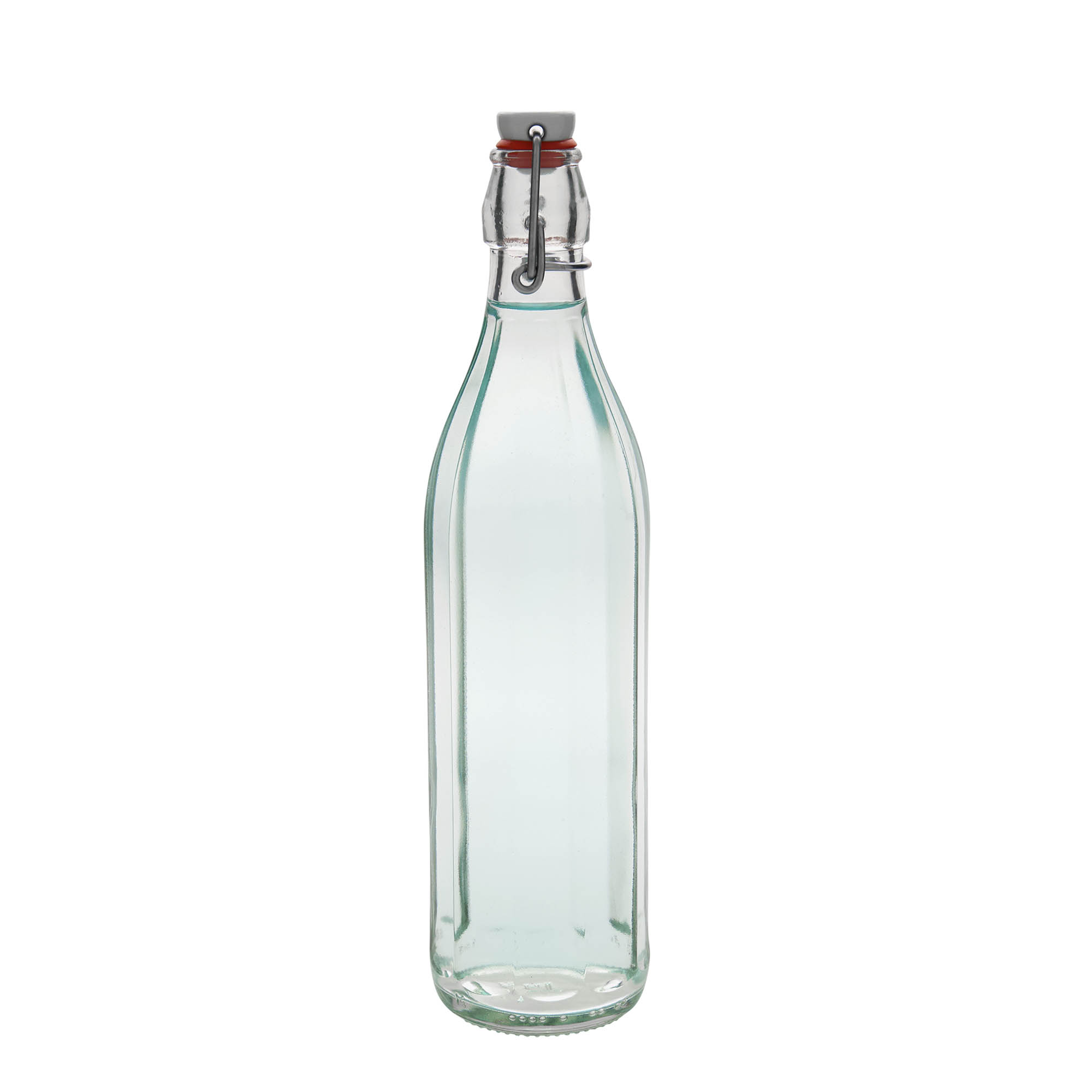 750 ml стаклена шише „Браво“, десетострано, отворање: со капак со шарка