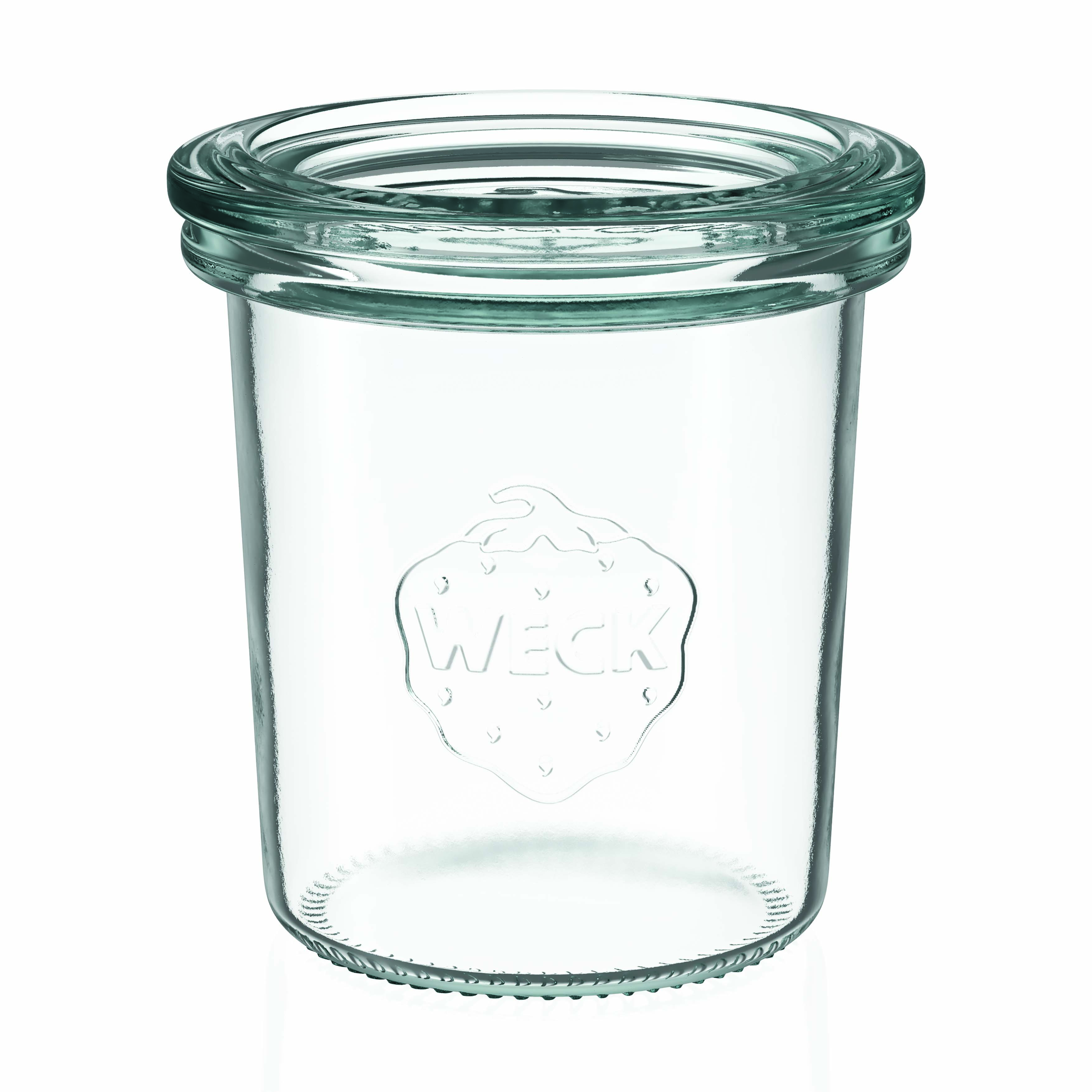 12x 160 ml WECK-стаклен сад со широк отвор со стаклен капак RR 60