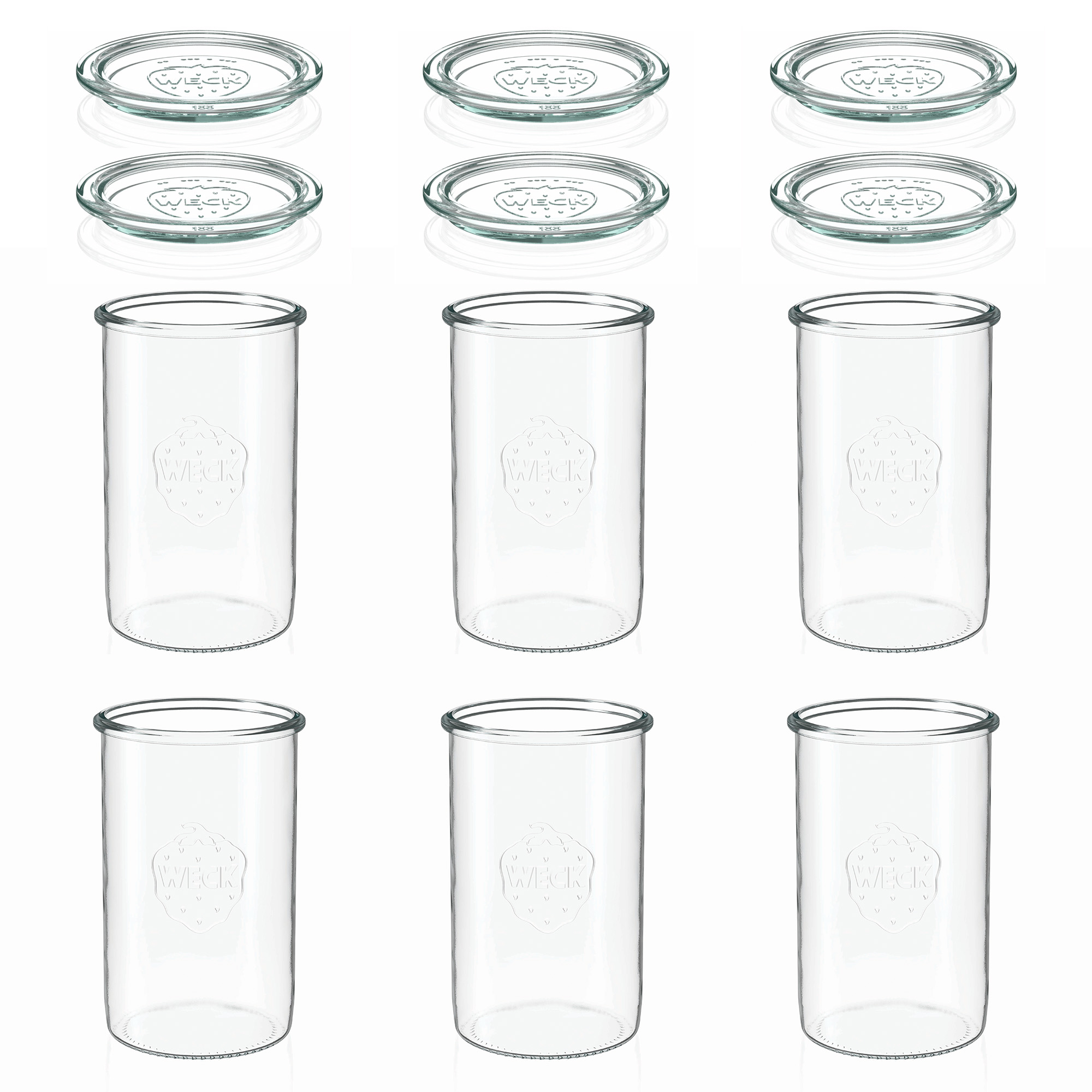 6x 1000 ml WECK-стаклен сад со широк отвор со стаклен капак RR 100