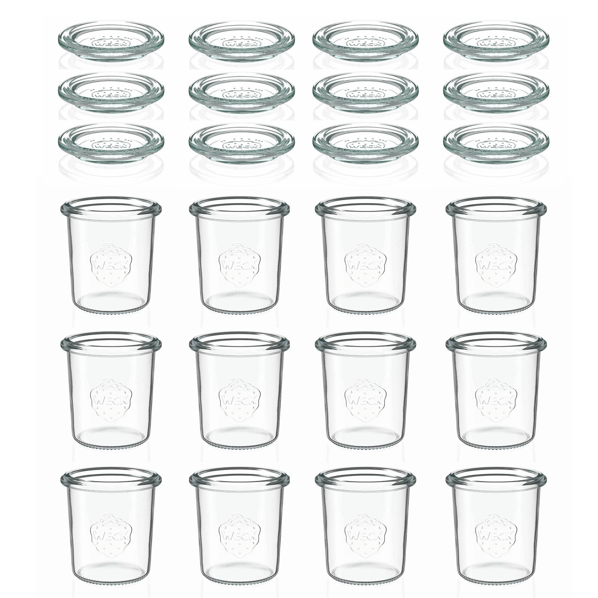 12x 160 ml WECK-стаклен сад со широк отвор со стаклен капак RR 60
