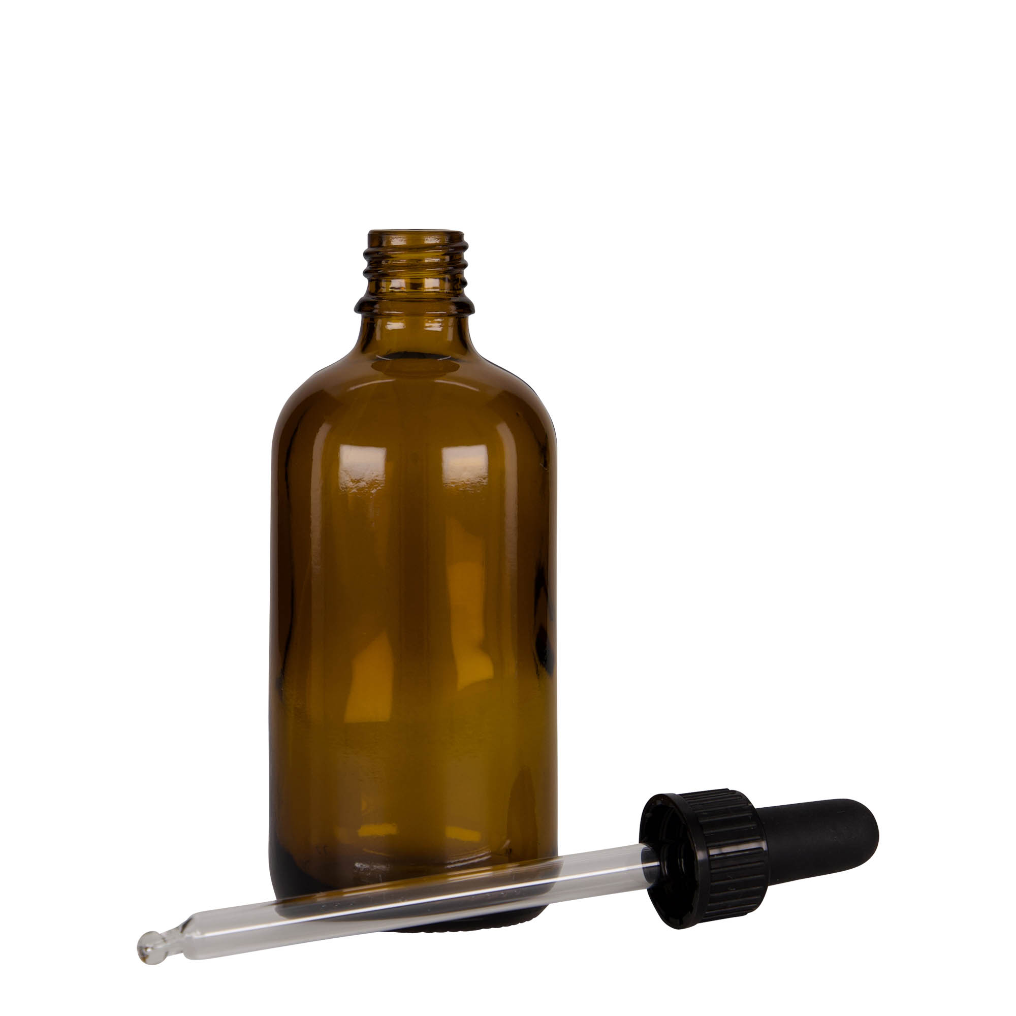 100 ml шишенце со пипета, медицинско, стаклено, кафеаво-црно, излез: DIN 18