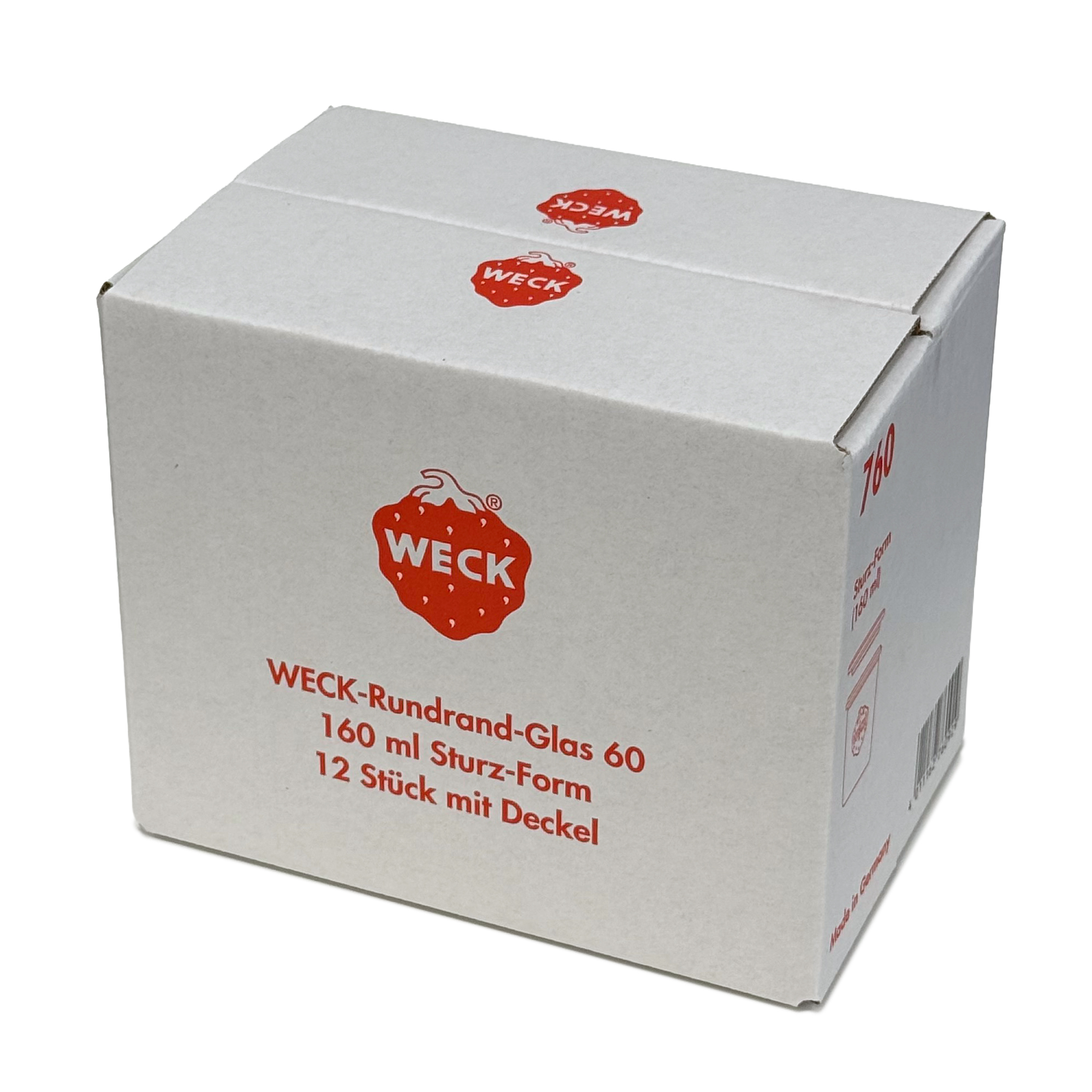 12x 160 ml WECK-стаклен сад со широк отвор со стаклен капак RR 60