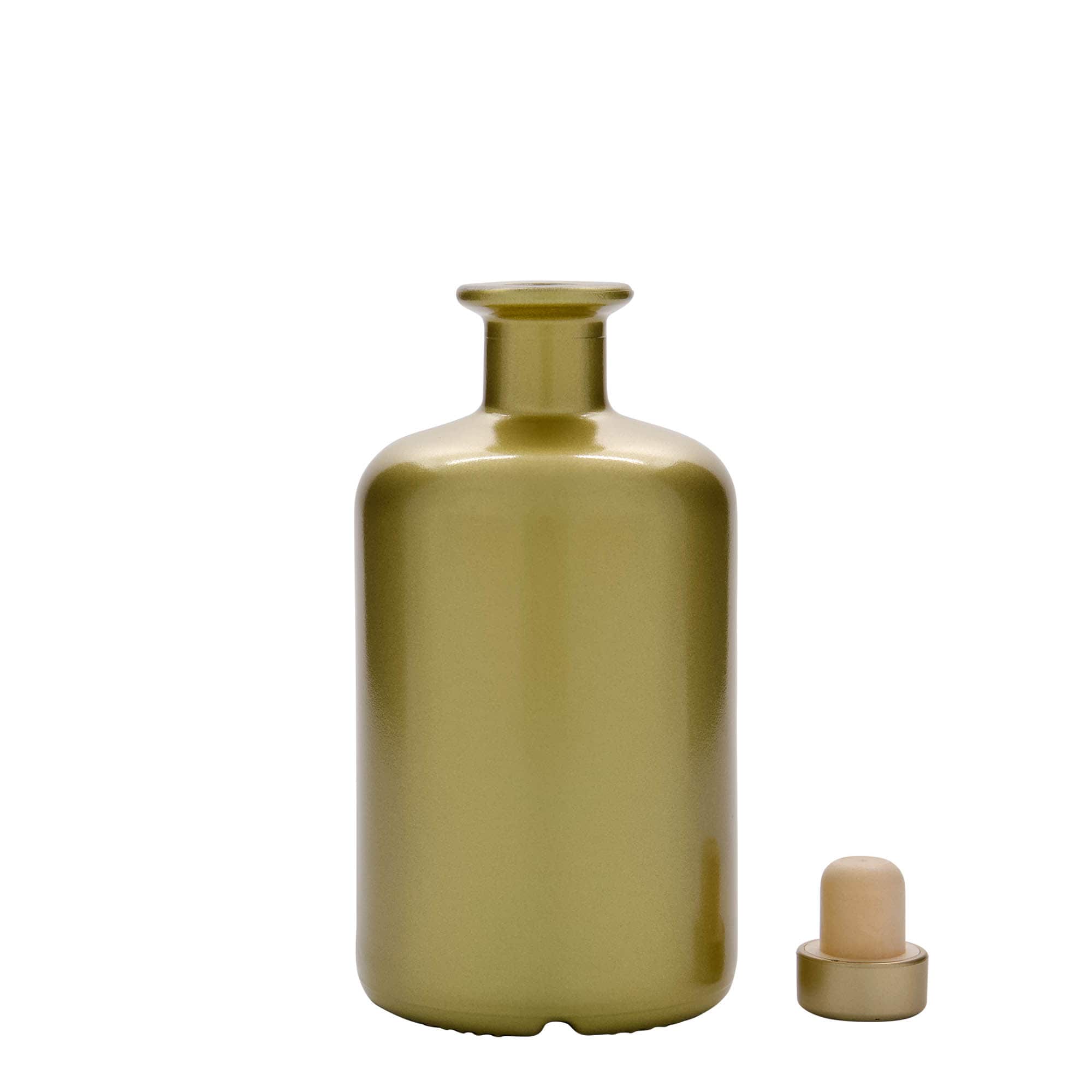 500 ml стаклена шишка аптекар, златна, отворање: корк