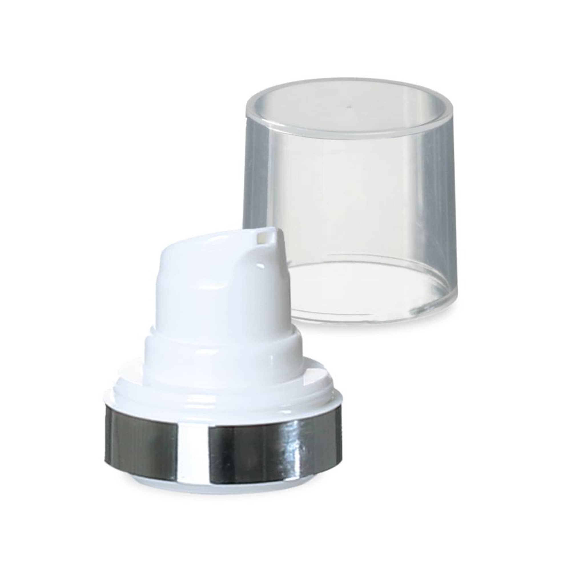 Airless глава Micro сребрен раб + природна, сјајна капа за вметнување