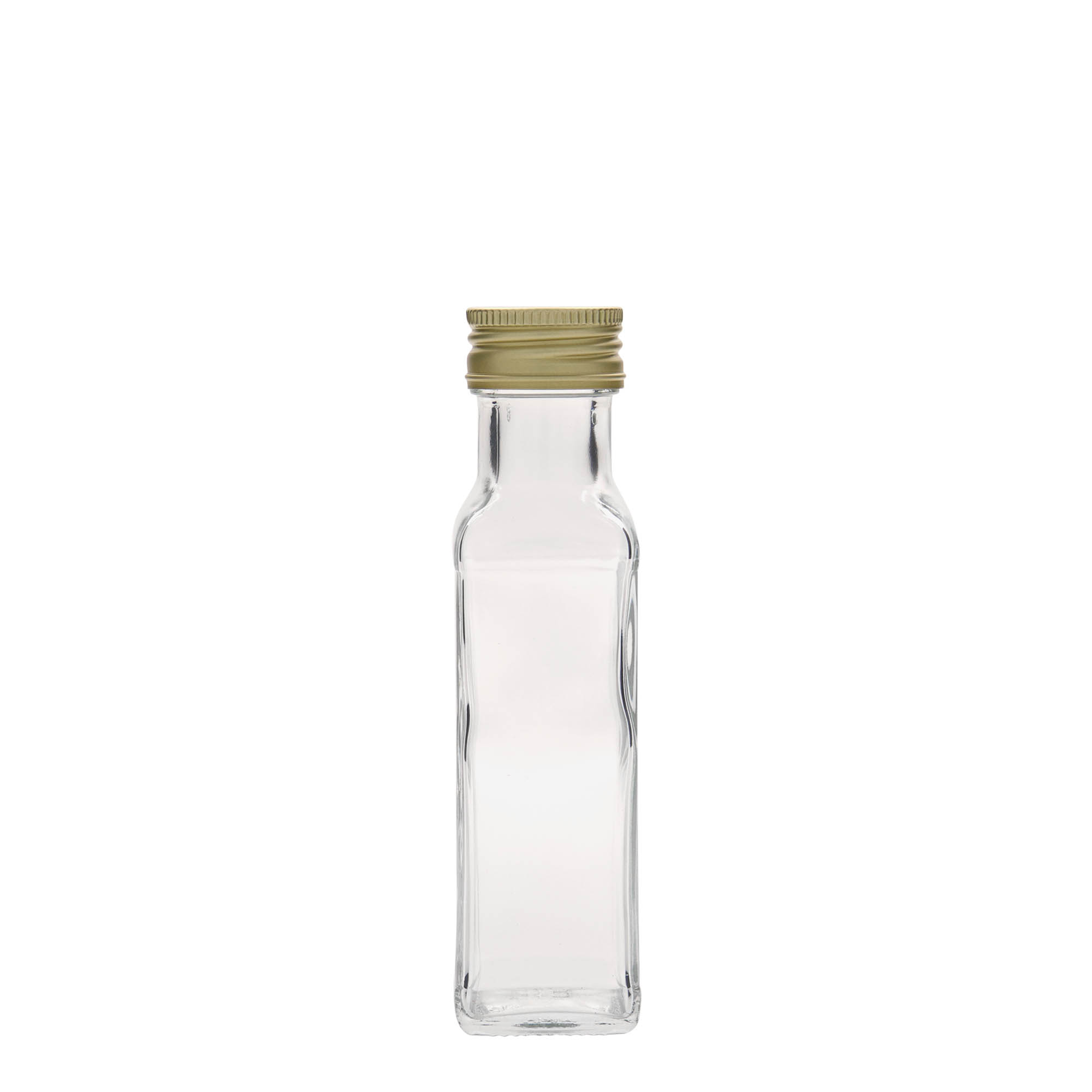 100 ml стаклена шише „Marasca“, квадратна, отворање: PP 31,5