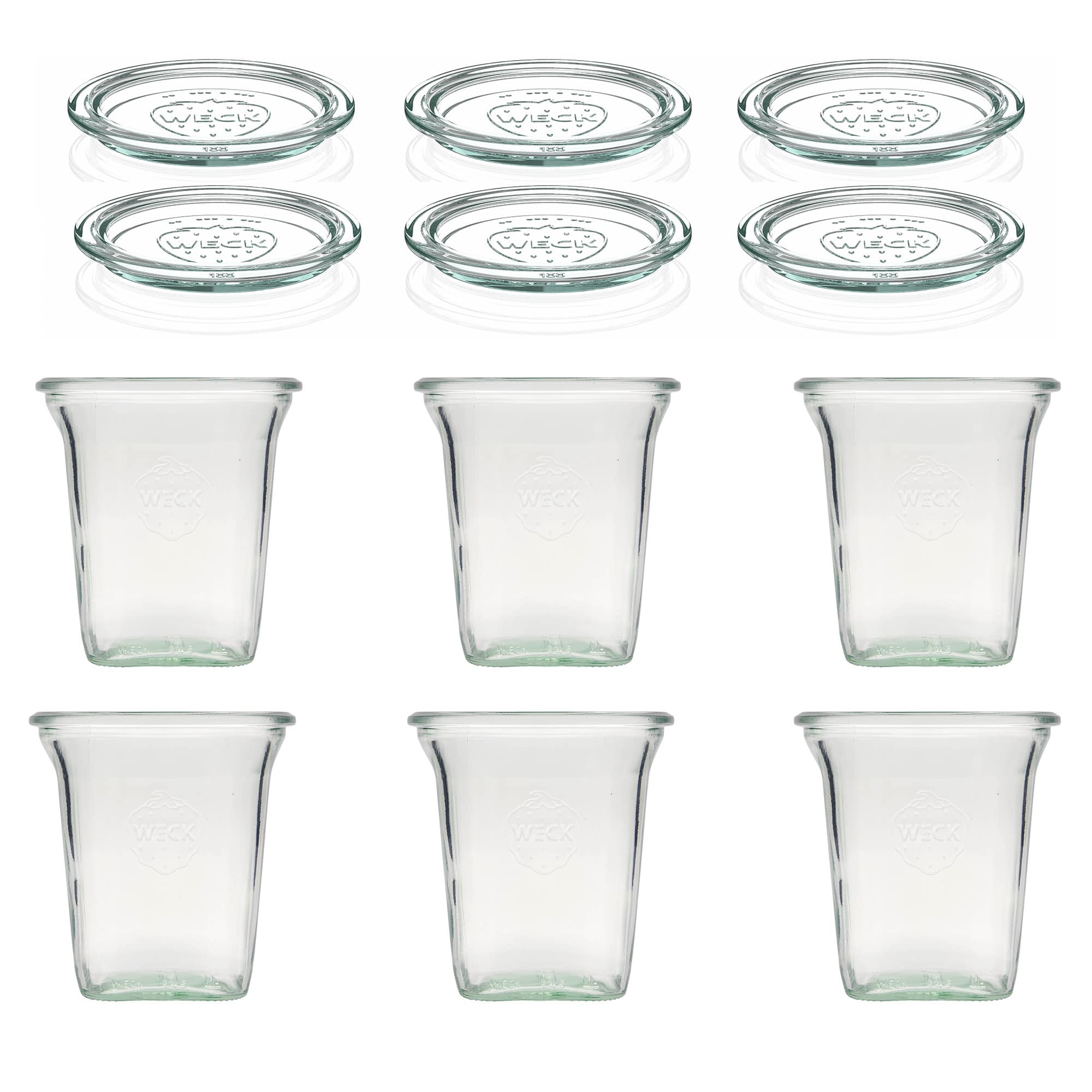 6x 545 ml WECK Quadro стаклена тегла со стаклен капак RR 100