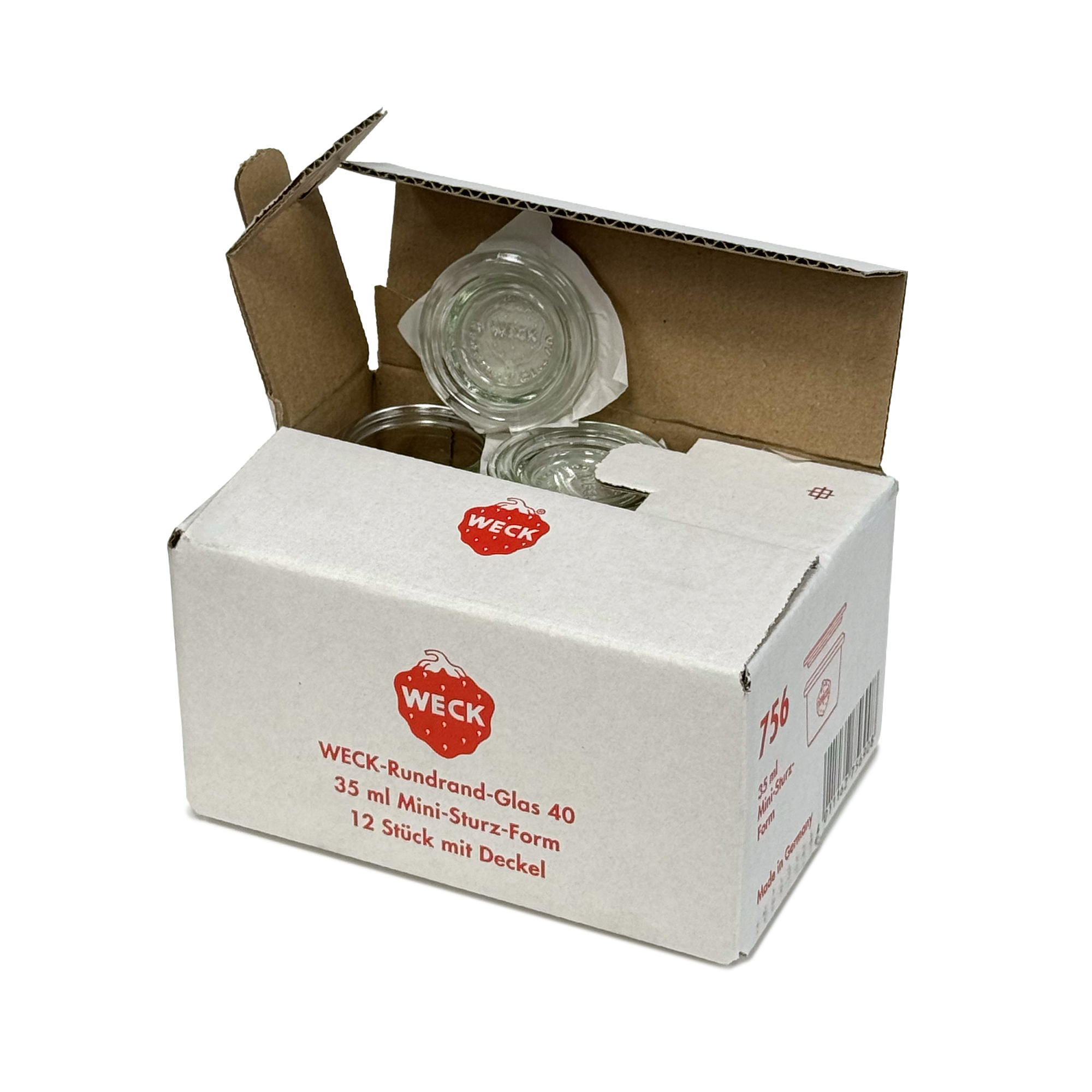 12x 35 ml WECK-стаклен сад со широк отвор со стаклен капак RR 40