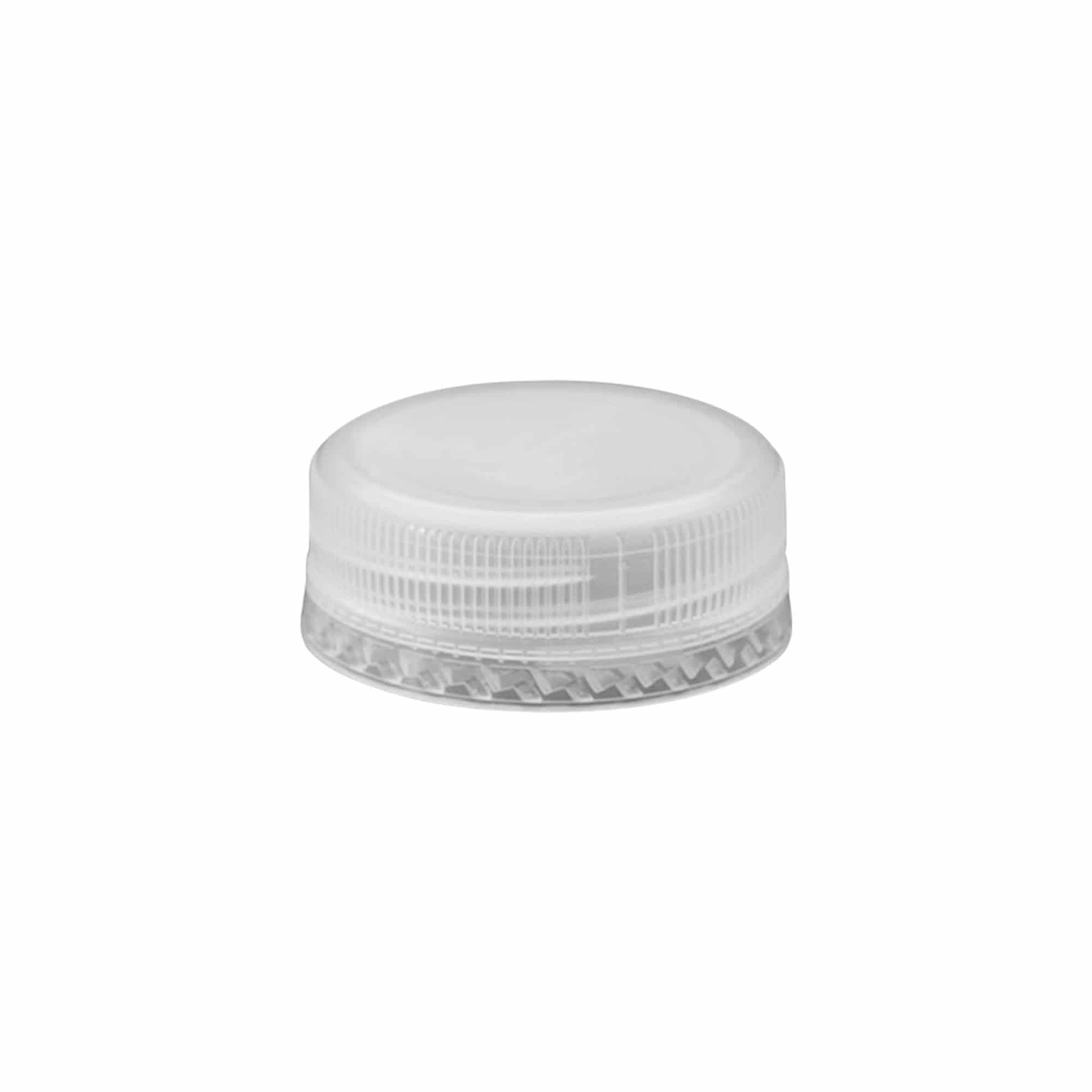 Завртка со двојно навојче, пластика PE, бела, за отворање: PET 38 mm