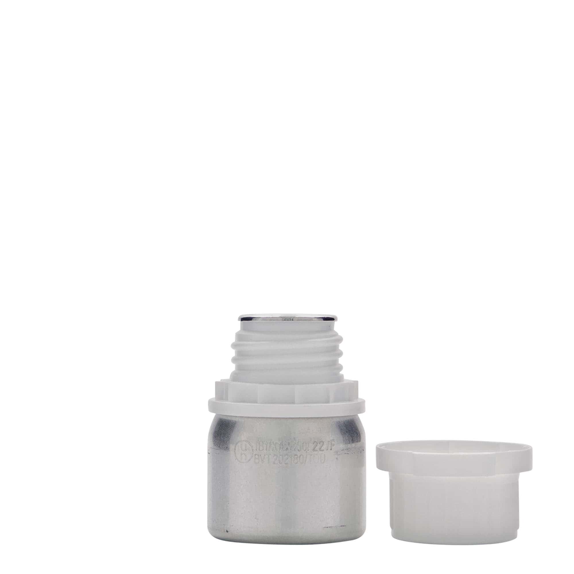 50 ml алуминиумска шише, метал, сребрена, излез: DIN 32