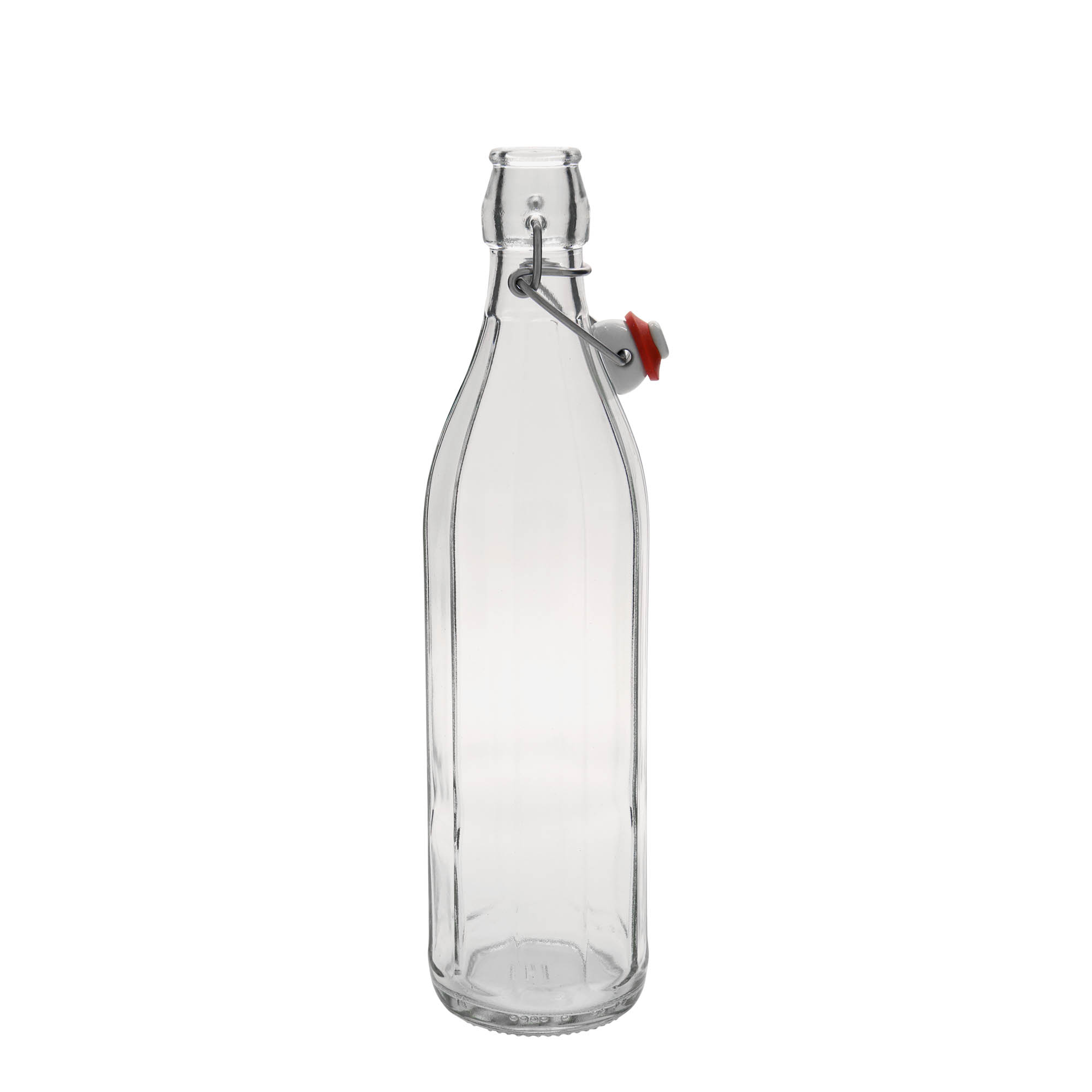 750 ml стаклена шише „Браво“, десетострано, отворање: со капак со шарка