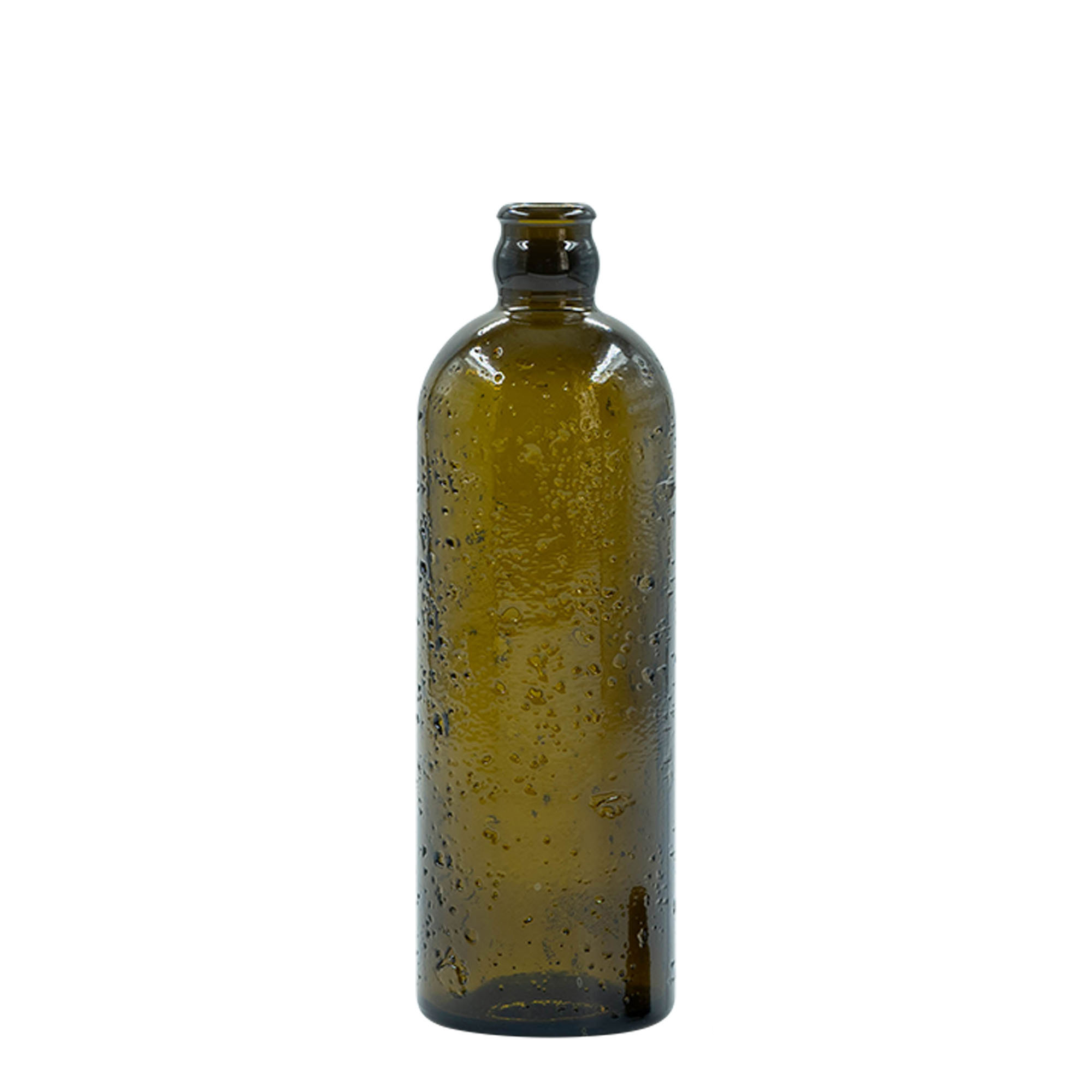 500 ml рачно изработена стаклена шише 'Bobber Jr', кафеава, отворање: корк